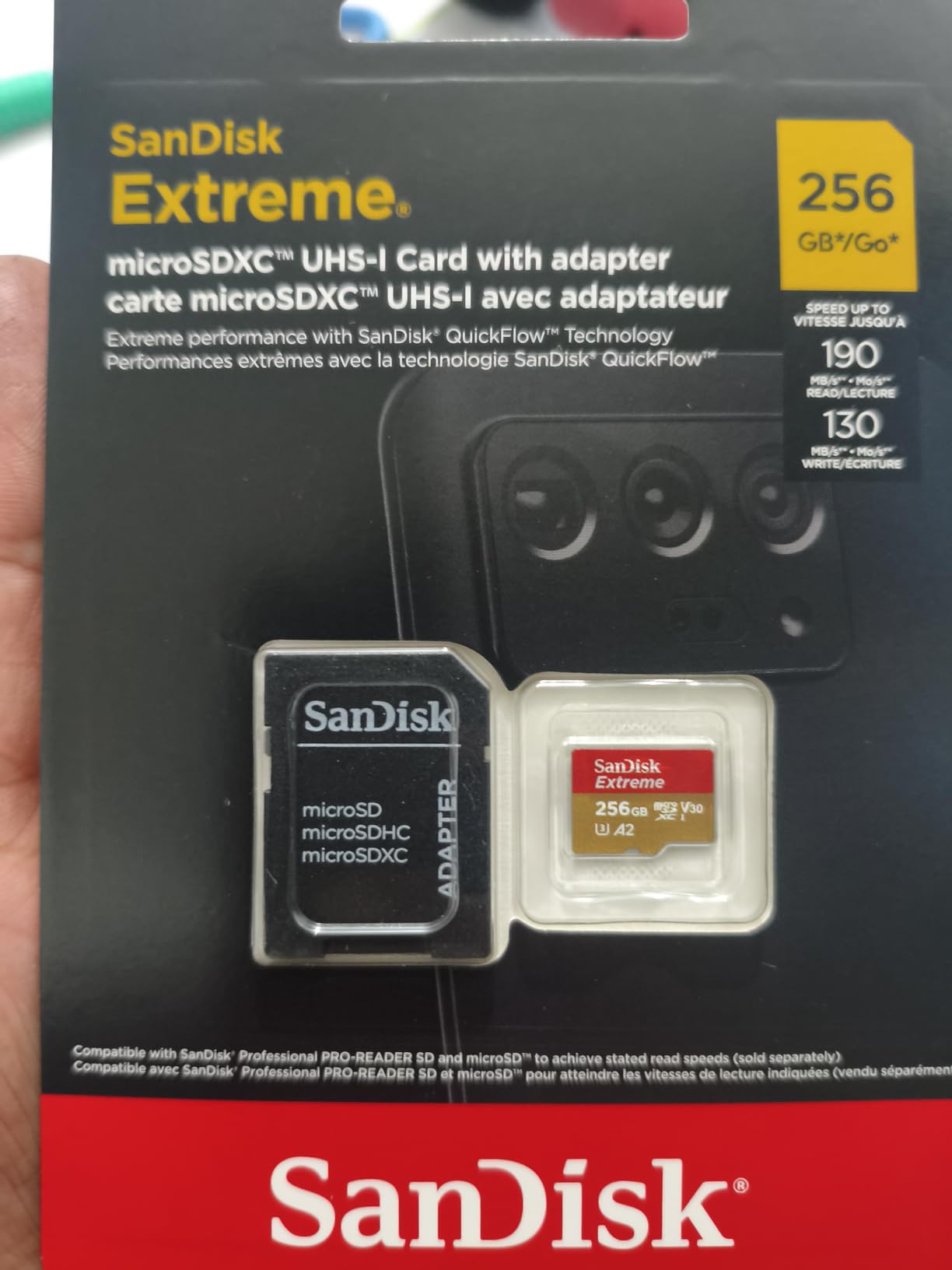SANDISK 256GB Extreme microSDXC UHS-I Memory Card with Adapter - C10, U3, V30, 4K, 5K, A2, Micro SD Card - SDSQXAV-256G-GN6MA customer photo 2