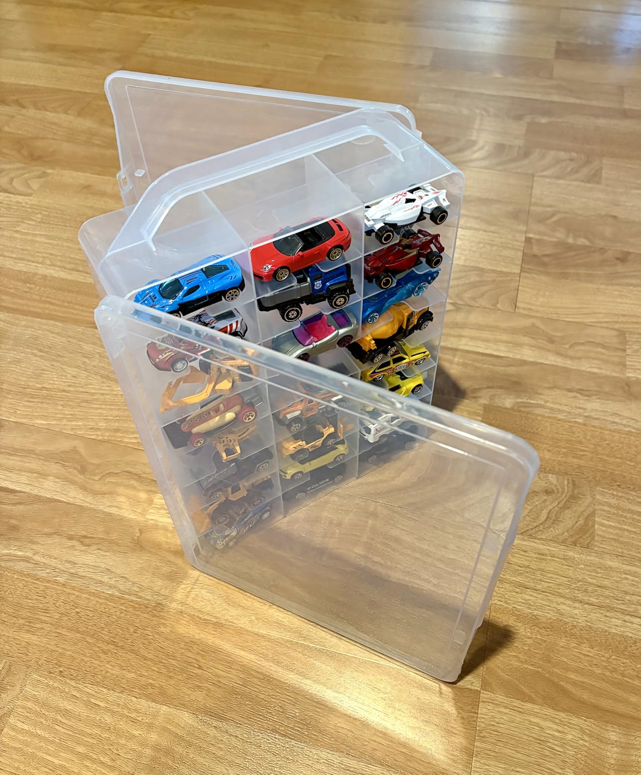 Toy Car Storage Case, 48 Slots Double Sided Display Case, Clear customer photo 2
