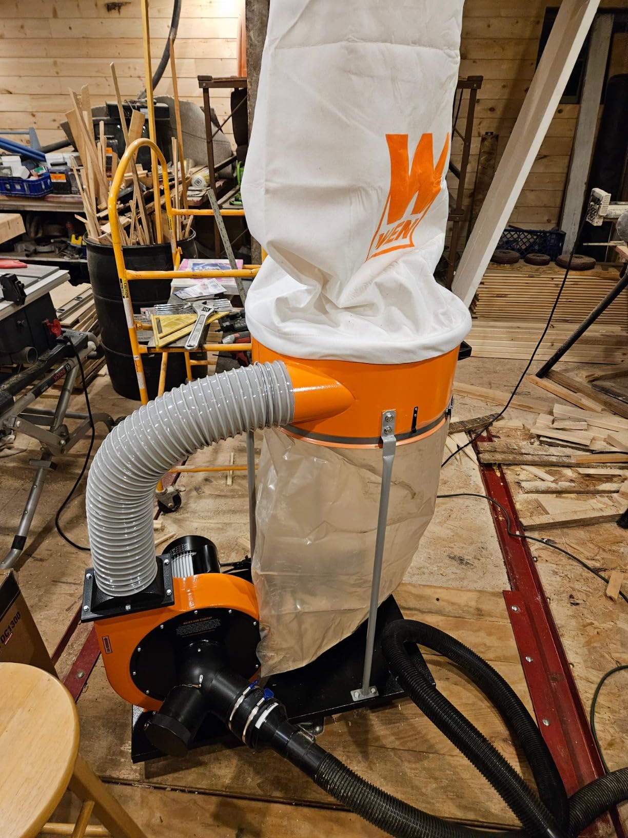 WEN DC1300 1,300 CFM 14-Amp 5-Micron Woodworking Dust Collector with 50-Gallon Collection Bag and Mobile Base customer photo 2