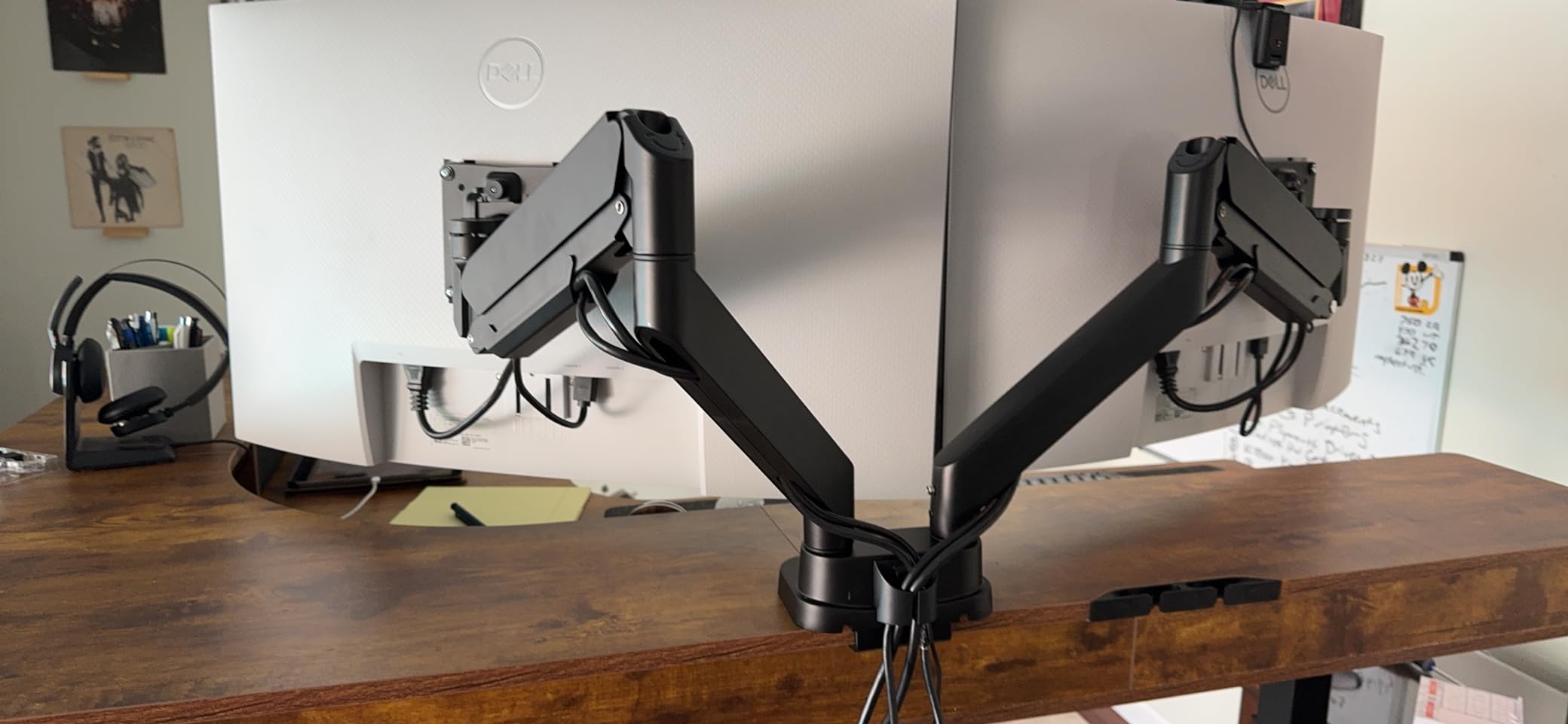 MOUNTUP Dual Monitor Mount Fits Max 39 inch Screen, Ultrawide Dual Monitor Desk Mount Hold 4.4-33 lbs, Adjustable Gas Spring Double Monitor Arms, Computer Monitors Stand with USB, VESA Monitors Bracket customer photo 2