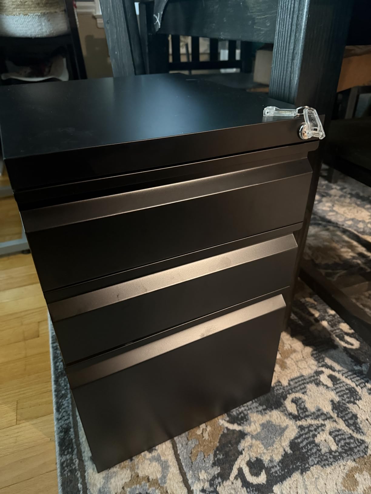 Letaya 3 Drawer Mobile File Cabinet with Lock, Under Desk Metal Filing Cabinets for Home Office Organizer Letters/Legal/A4 (Fully Assembled-Black) customer photo 2