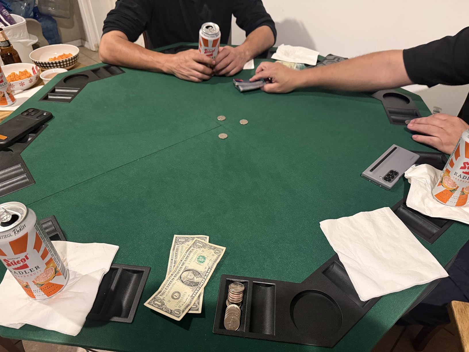 48 Inch Foldable Poker Table Top Octagon with Chips Tray & Cup Holders | Professional 8 Players Texas Hold'em Poker Table Topper Felt Mat Layout with Carrying Bag for Card Casino Games customer photo 1