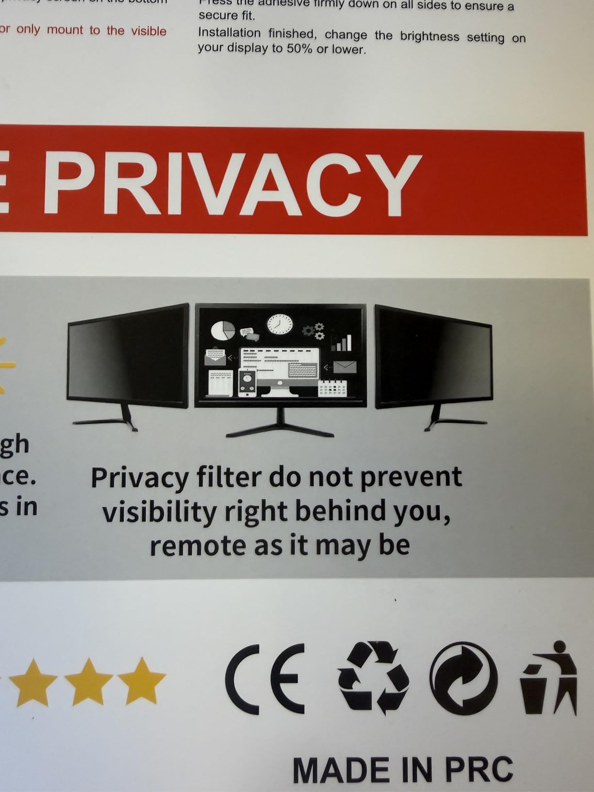 Computer Privacy Screen Filter for 27 Inch 16:9 Aspect Ratio Monitor | Anti-Spy Widescreen Protector Film Size- WxH: 23 9/16