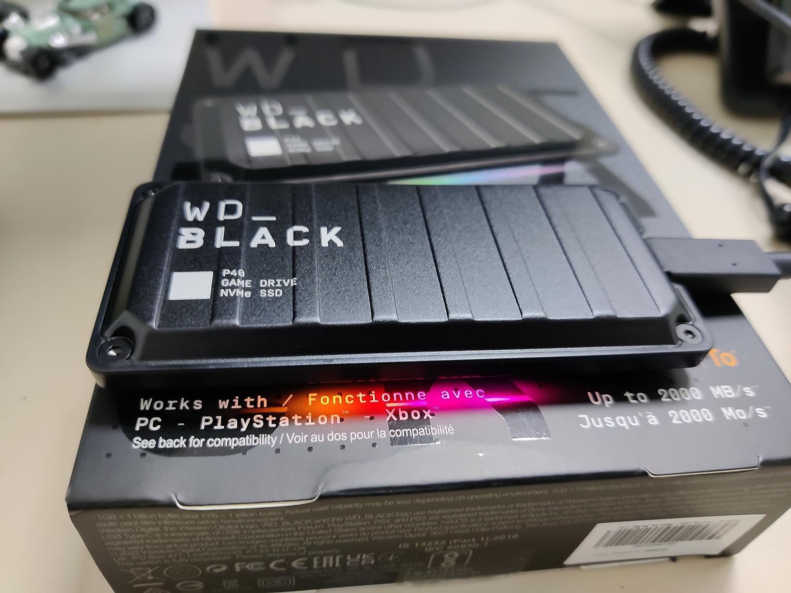 Western Digital 1TB P40 Game Drive SSD - Up to 2,000MB/s, RGB Lighting, Portable External Solid State Drive, Compatible with Playstation, Xbox, PC, & Mac - WDBAWY0010BBK-WESN customer photo 1