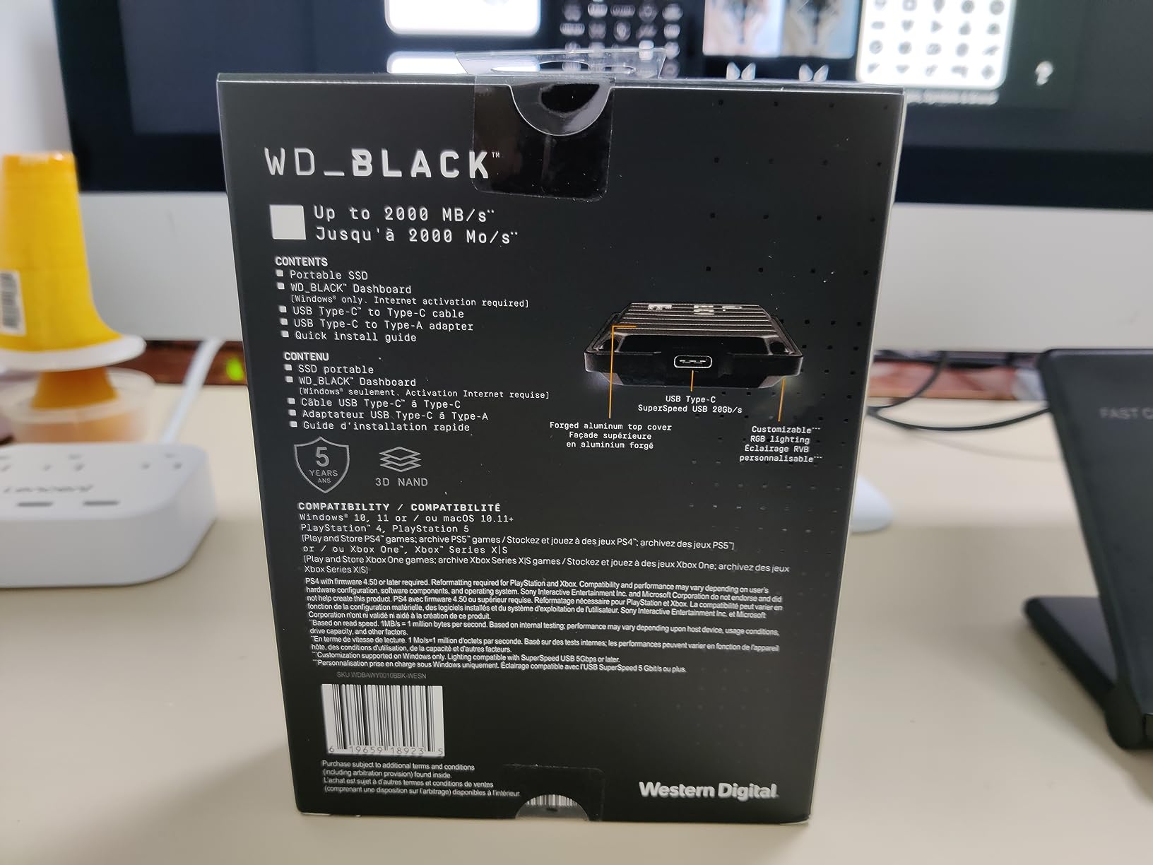 Western Digital 1TB P40 Game Drive SSD - Up to 2,000MB/s, RGB Lighting, Portable External Solid State Drive, Compatible with Playstation, Xbox, PC, & Mac - WDBAWY0010BBK-WESN customer photo 2