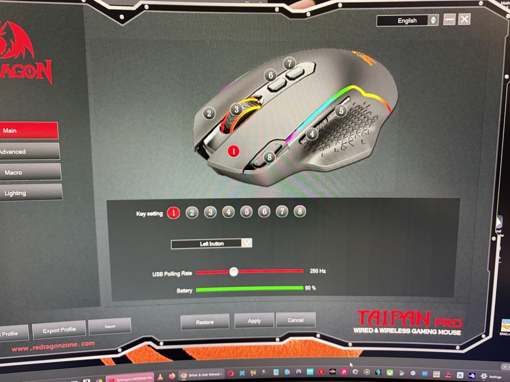 Redragon M810 PRO Wireless RGB Gaming Mouse 10000 DPI Remapping Keys | Cable-Free 0 Delay, Rapid-Fire Macro Keybinds, Vibing Backlight, Ergonomic Grip Body Comfort customer photo 1