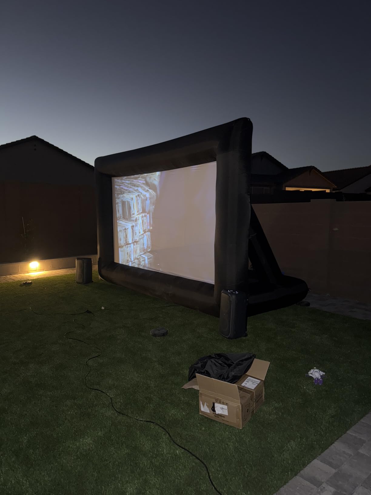 Inflatable Projector Screen, 16FT Blow Up Movie Screen Outdoor Projector, Easy Set Up One-piece Design Front & Rear Projection with Air Blower for Outside Backyard Family Movie Night Pool Party customer photo 2