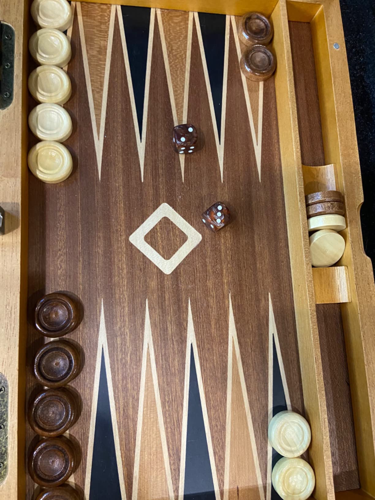 Wooden Backgammon Set for Adults - 19 Inch Classic Board Game Case - Premium Folding Backgammon Set with Wooden Playing Pieces, Dices - Large Wood Inlaid Travel Backgammon Game Set for 2 Players customer photo 2