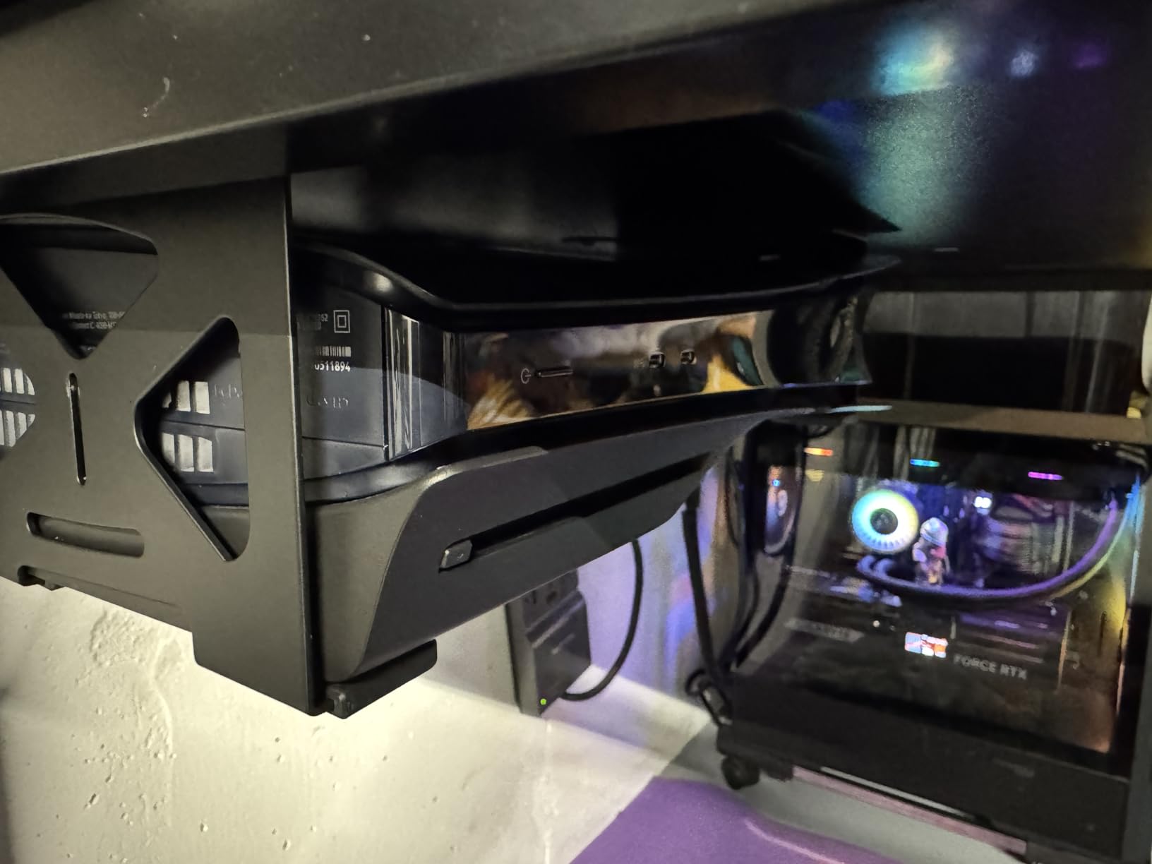 Monzlteck Under Desk Holder for PS5/PS5 Slim/Pro, Stealth Mount Compatible with PlayStation 5 Disc & Digital Edition Console, Space Saving, DP-05 customer photo 1