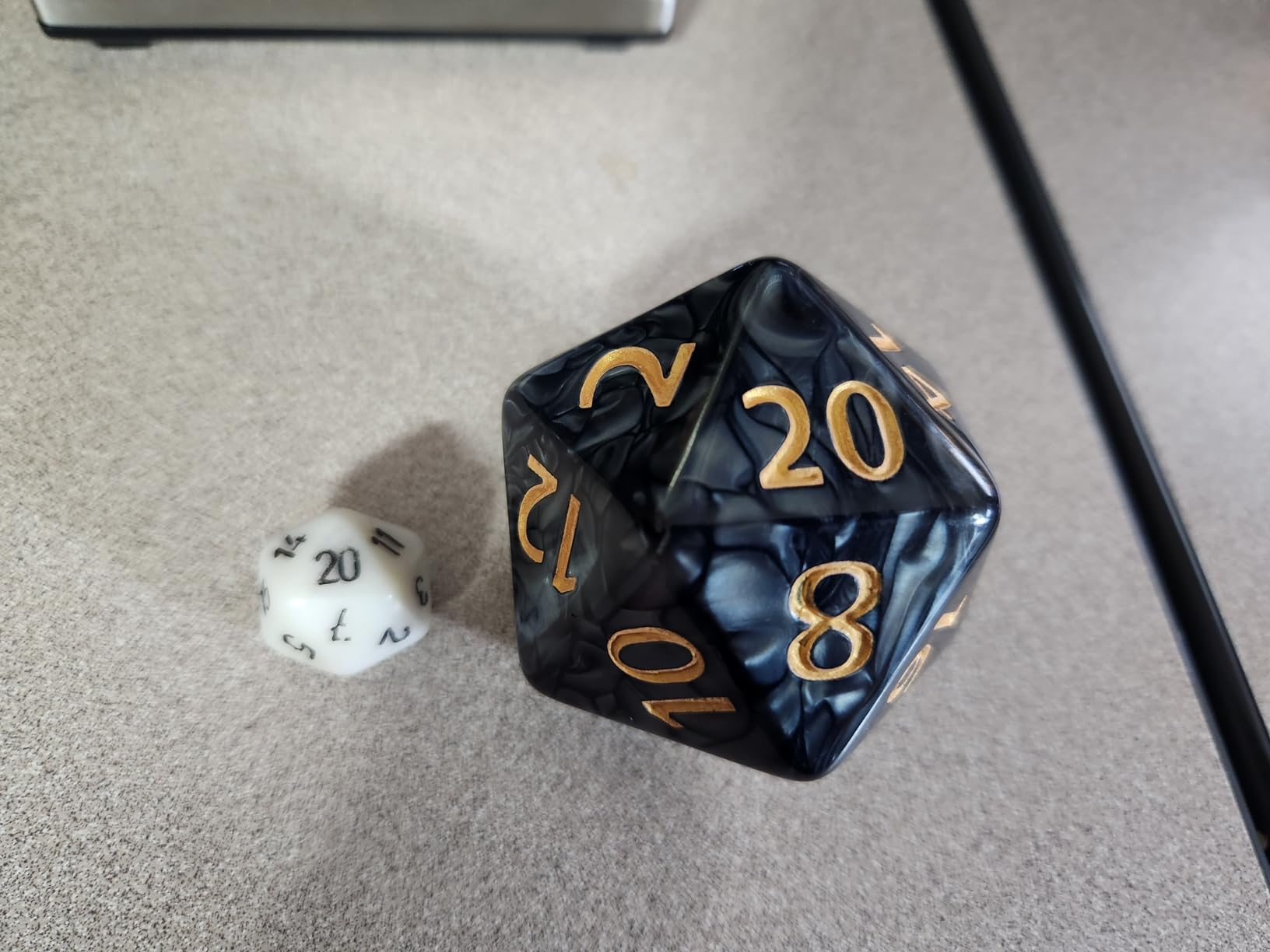 20 Sided DND Dice, D20 Giant Polyhedral Dice, 55mm Titan Large Pearl Color D20 Dice, 20 Sided Cube D&D Dice Set for Dungeons and Dragons, RPG, MTG Table Games(Black-Pearl Series) customer photo 1