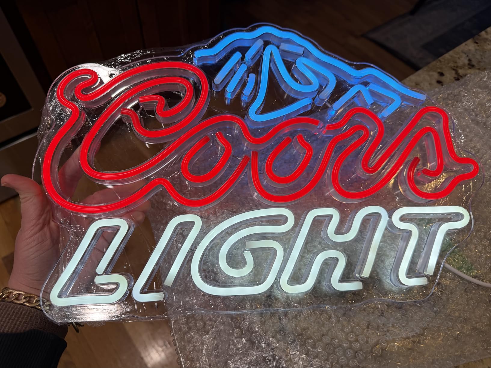 Crs LIGHT Neon Signs for Wall Decor Neon Lights for Bedroom Led Signs Suitable for Man Cave Bar Pub Restaurant Christmas Birthday Party Gift Led Art Wall Decorative Crs Light Bar Sign, 5V Usb Power, 17*11 Inch(Azure+red+white) customer photo 1
