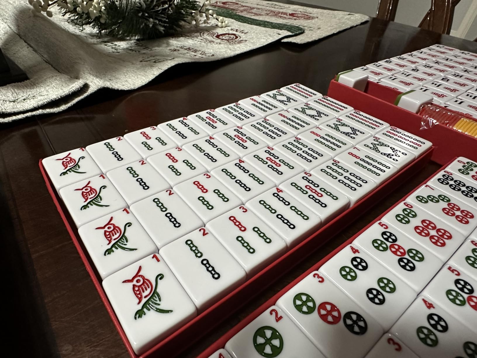 Mose Cafolo Professional Chinese Mahjong Game Set 146 Numbered Large Size Tiles with Carrying Travel Case, Complete Mahjong Tiles Set (Majiang, Mah-Jongg, Ma Jong) customer photo 1