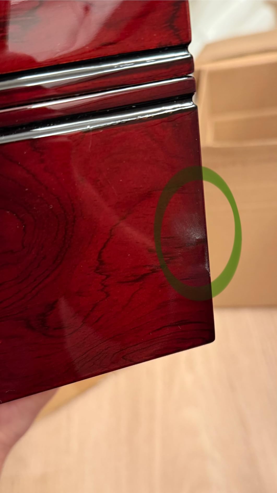 HPL Large High Gloss Cherry and Burlwood Color Locking Chess Storage Box for up to 4 3/4 inch Men Set customer photo 1