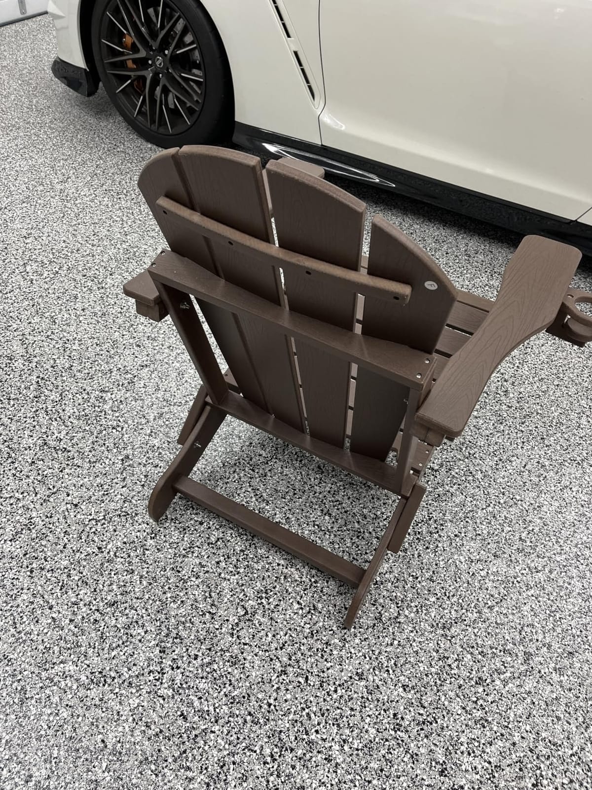 Ciokea Folding Adirondack Chair Wood Texture, Patio Adirondack Chair Weather Resistant, Plastic Fire Pit Chair with Cup Holder, Lawn Chair for Outdoor Porch Garden Backyard Deck (Teak) customer photo 1