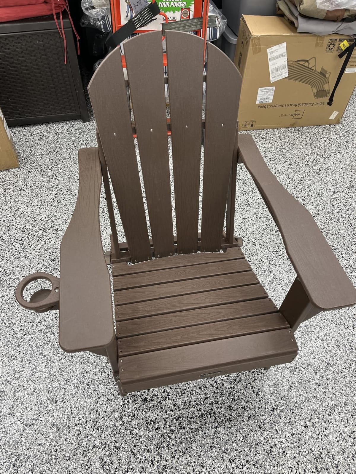 Ciokea Folding Adirondack Chair Wood Texture, Patio Adirondack Chair Weather Resistant, Plastic Fire Pit Chair with Cup Holder, Lawn Chair for Outdoor Porch Garden Backyard Deck (Teak) customer photo 2