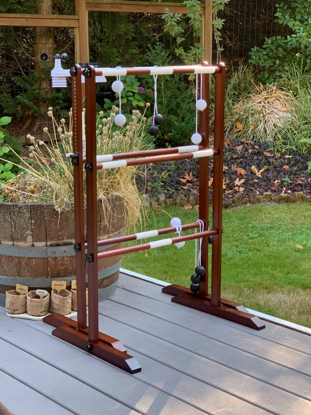 Swooc Games - Premium Wooden Ladder Ball Game Set (Weather Resistant) - with 10+ Games & Carrying Case - Easy, No Tool Set Up - Premium Ladder Toss Outdoor Game - Backyard Ball Toss Games customer photo 1
