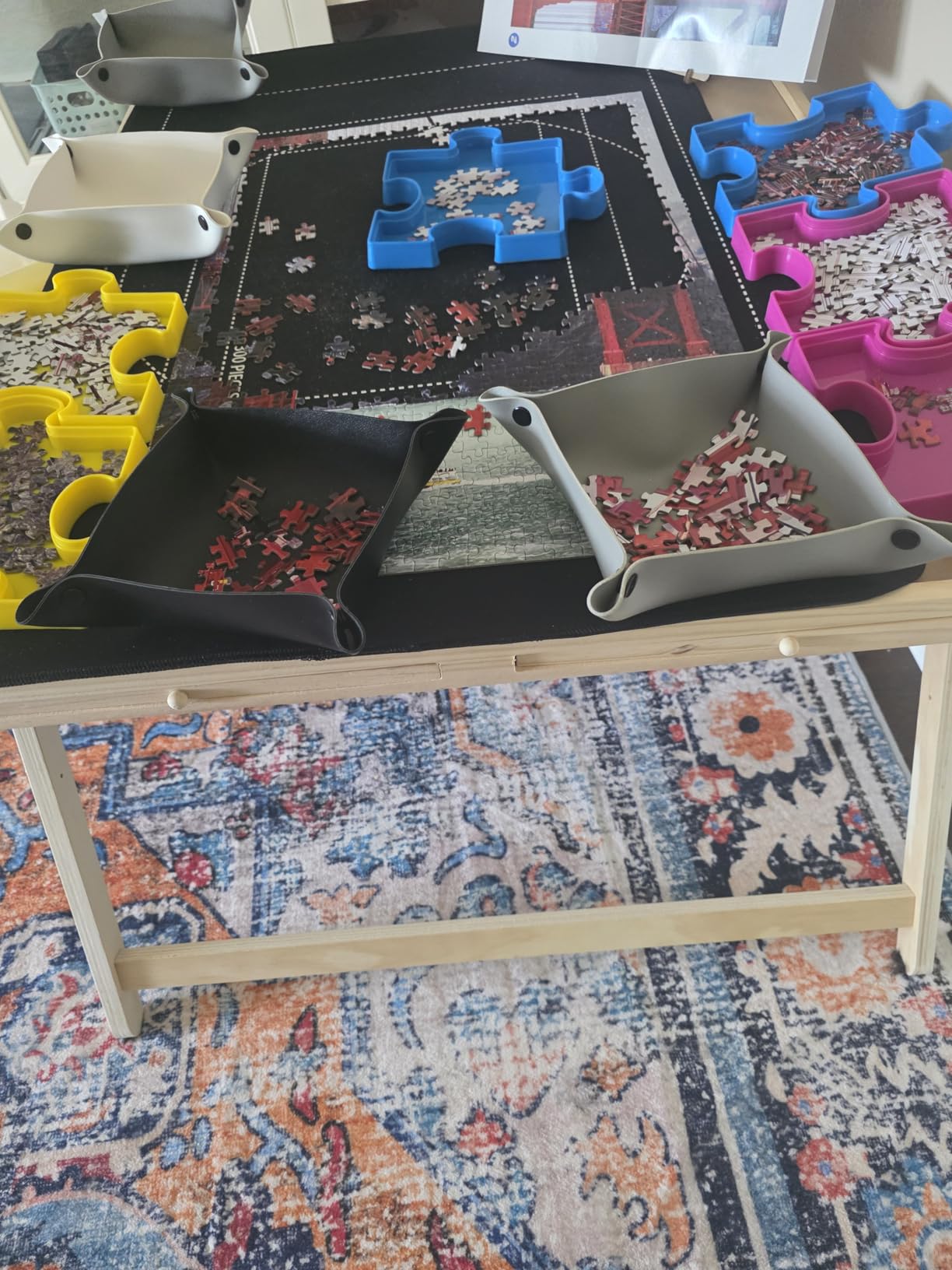 Puzzle Board 1500 Pieces, 2 in 1 Jigsaw Puzzle Table with Folding Legs, With 4 Drawers and Cover, Easy to Storage, Portable Board Game Table for All Ages customer photo 1