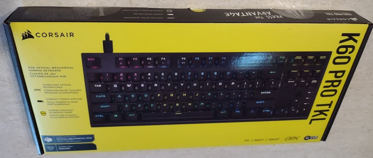 Corsair K60 RGB TKL RGB Tenkeyless Optical-Mechanical Wired Gaming Keyboard - OPX Switches - Polycarbonate Keycaps - iCUE Compatible - QWERTY NA Layout - Black customer photo 2