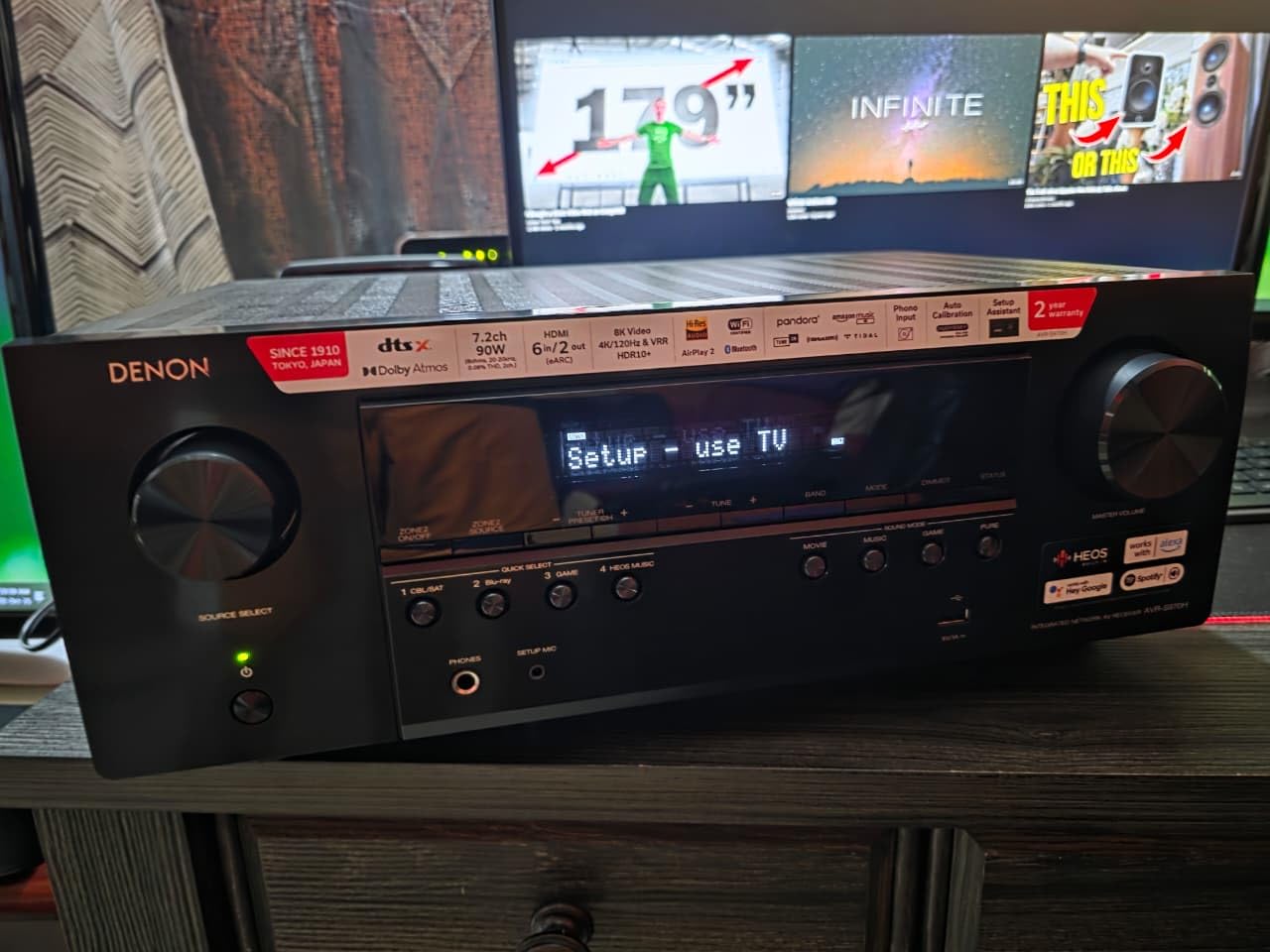Denon AVR-S970H 7.2 Channel 8K UHD AV Receiver (90W x 7), Wi-Fi, Bluetooth | Built for Gaming, Audio & Video HEOS Multi-Room Streaming, Dolby Atmos, DTS:X, HDR10+, Dolby Vision, Dynamic HDR, HDMI 2.1 customer photo 1