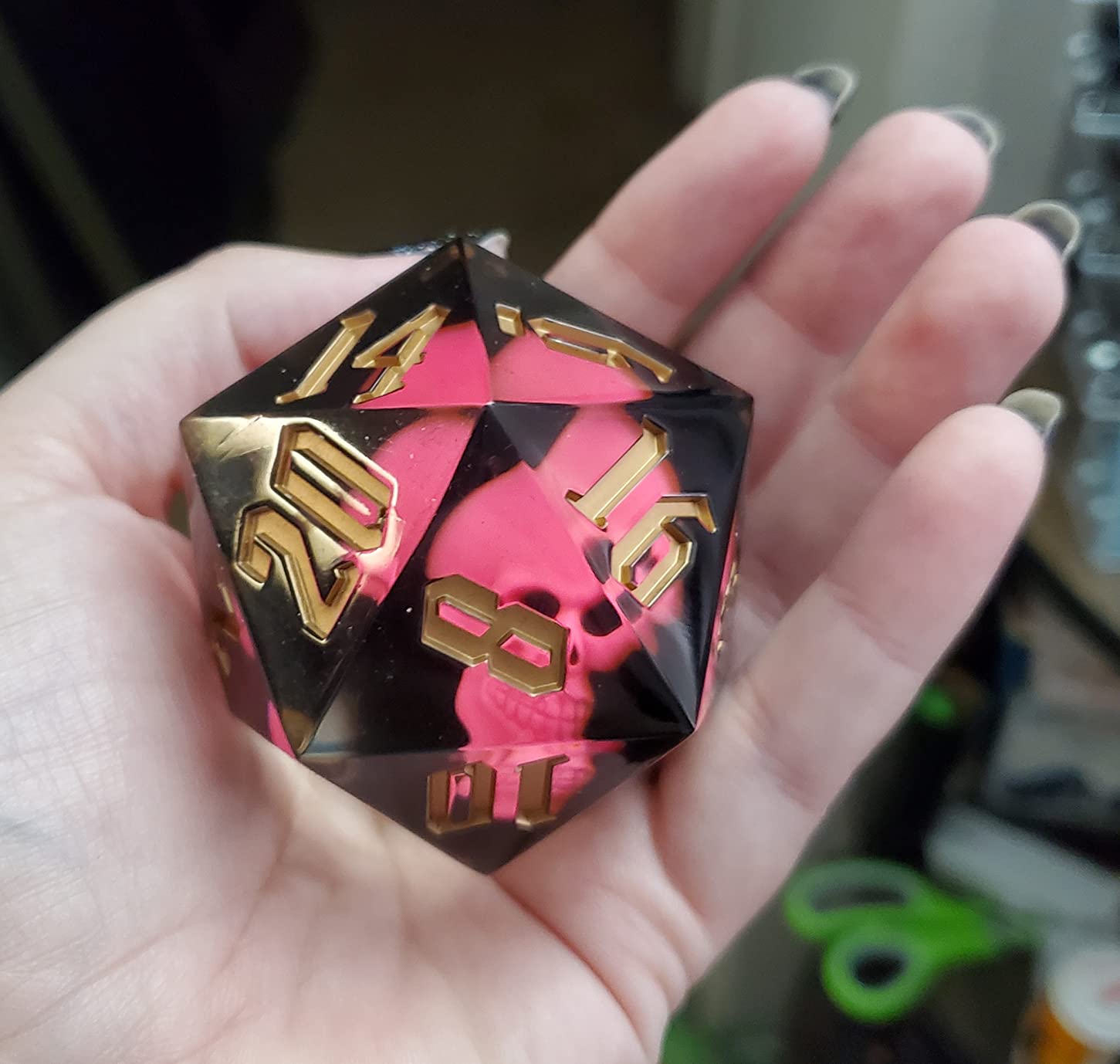 Cusdie Large D20 Dice 55mm with Sharp Edges, D&D 20 Sided Dice for RPG Game | Handmade DND Giant D20 for Dungeons and Dragons customer photo 2