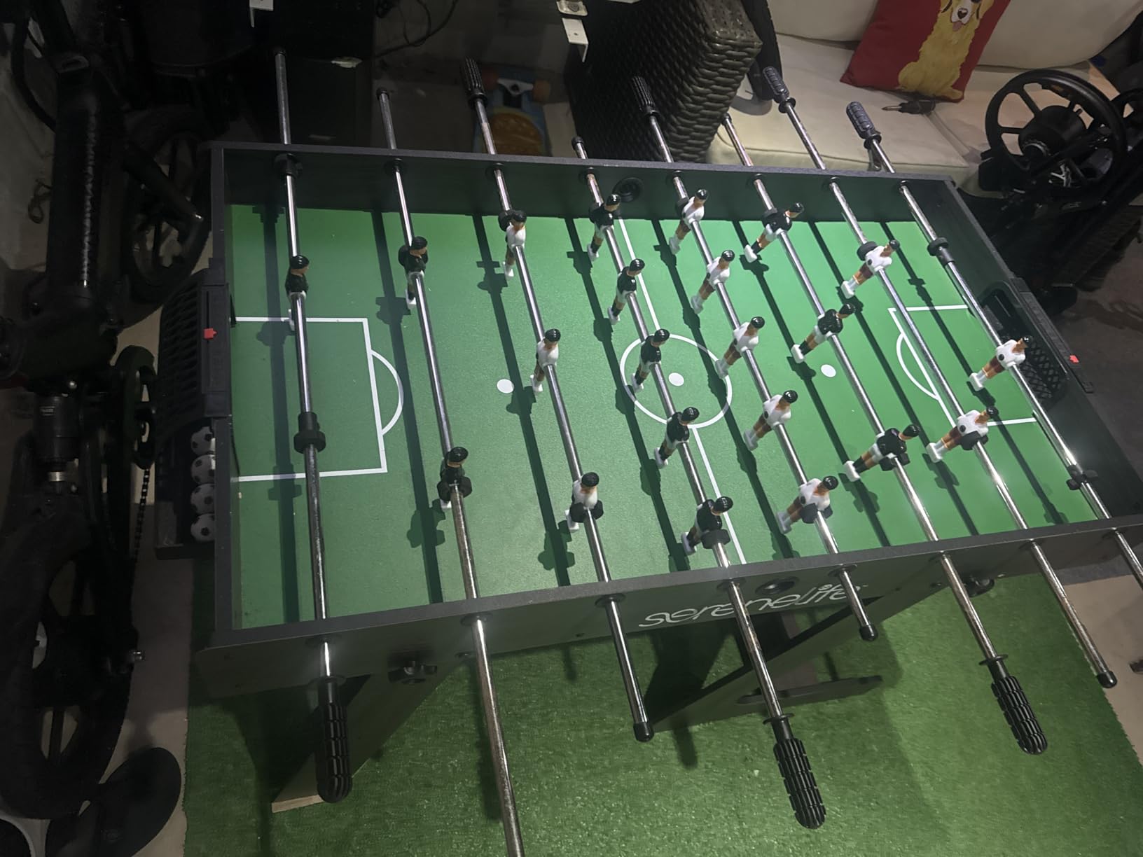 SereneLife Folding Foosball Table, 4’ x 2’ Full Competition Size Foldable Space Saving Table Soccer for Home, Arcade Game Room, for Indoor or Outdoor, Family Game Night, Perfect for Kids and Adults customer photo 1
