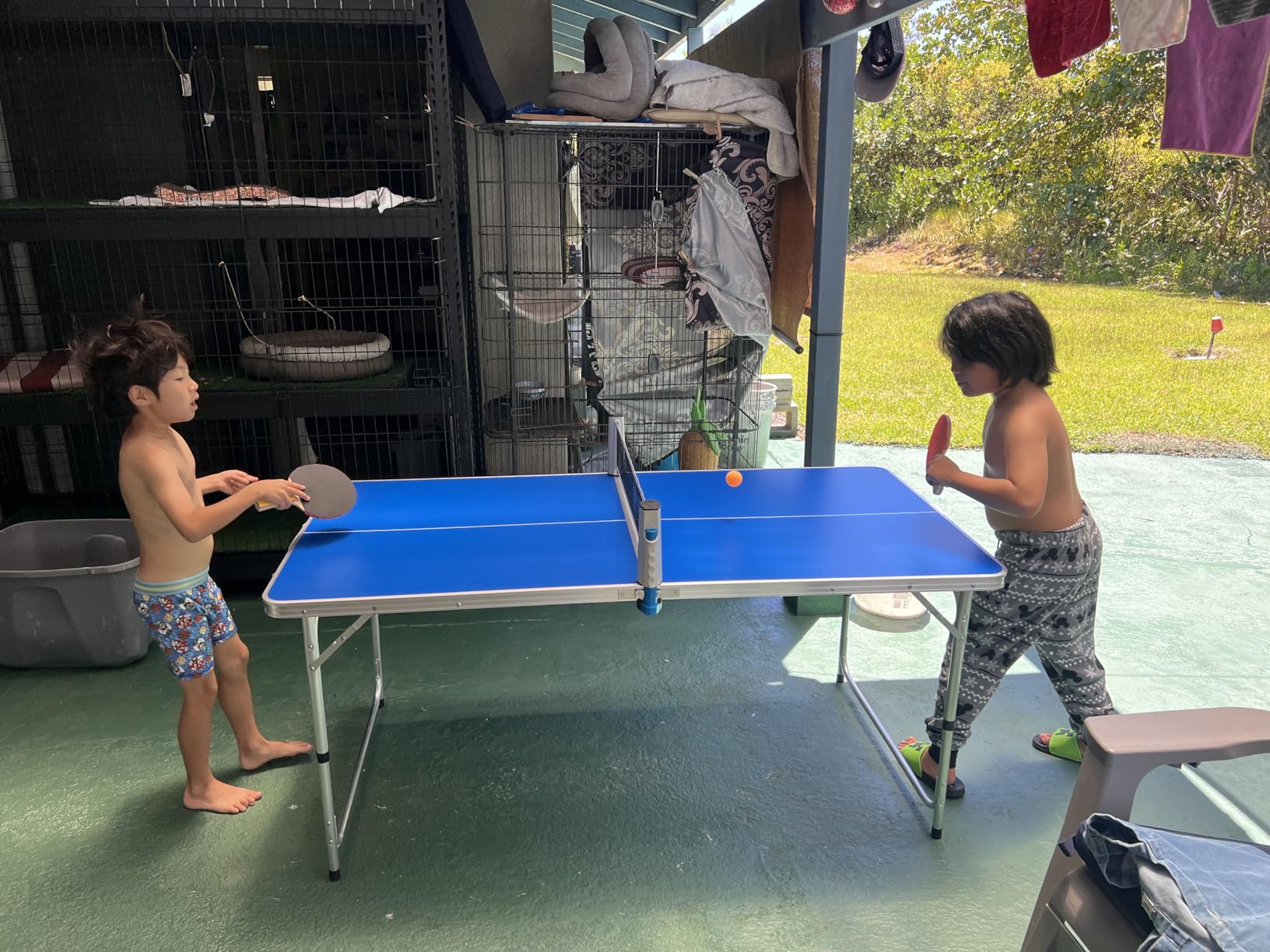 Ping Pong Table Tennis - Small Mini Kids - Space Saving & Easy Storage - Includes (2) Regulation Paddles (3-4) Balls and (1) Net. No Assembly Required Start Playing Immediately customer photo 2