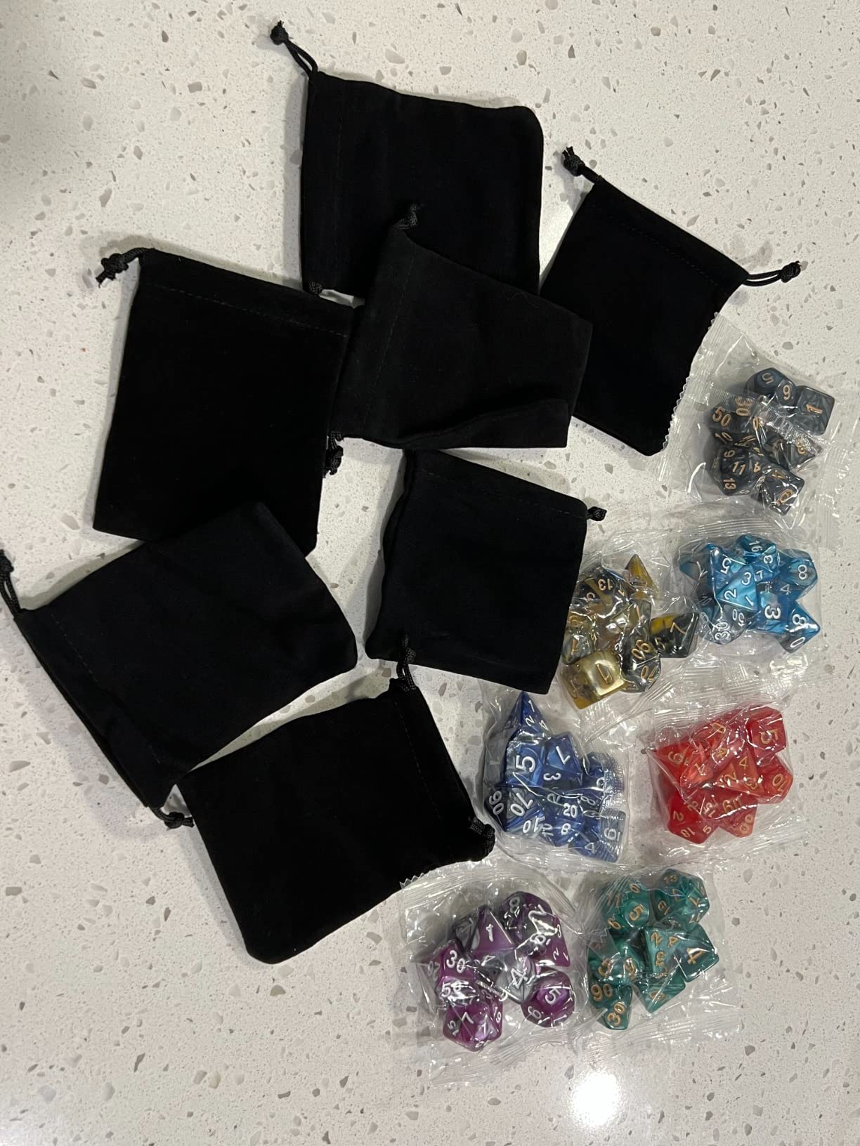 49PCS DND Dice Set, 7 Polyhedral RPG Dice Sets with Storage Bag | 49 acrylic dice in 7 color sets with a divided storage bag customer photo 1