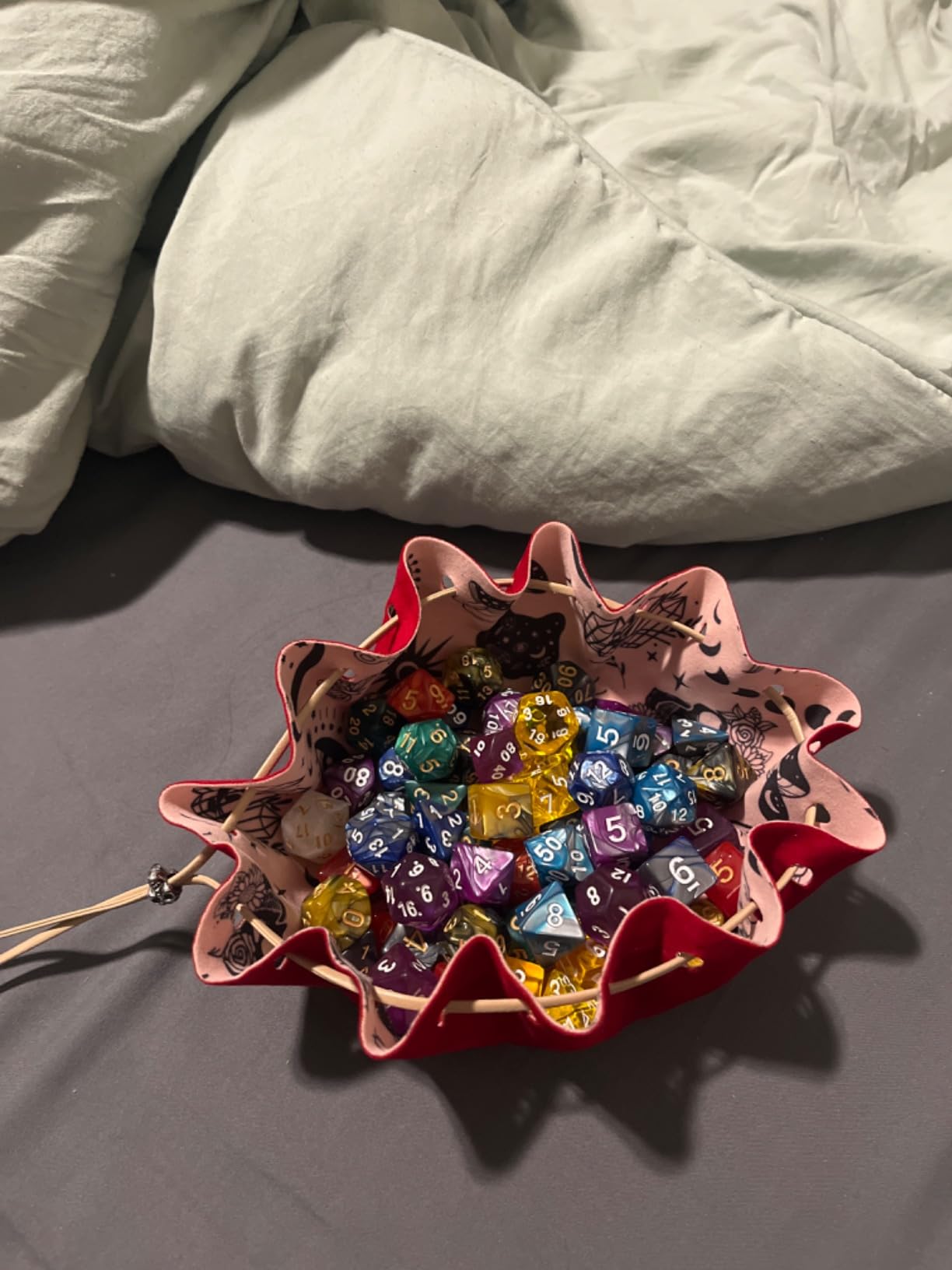 49PCS DND Dice Set, 7 Polyhedral RPG Dice Sets with Storage Bag | 49 acrylic dice in 7 color sets with a divided storage bag customer photo 2