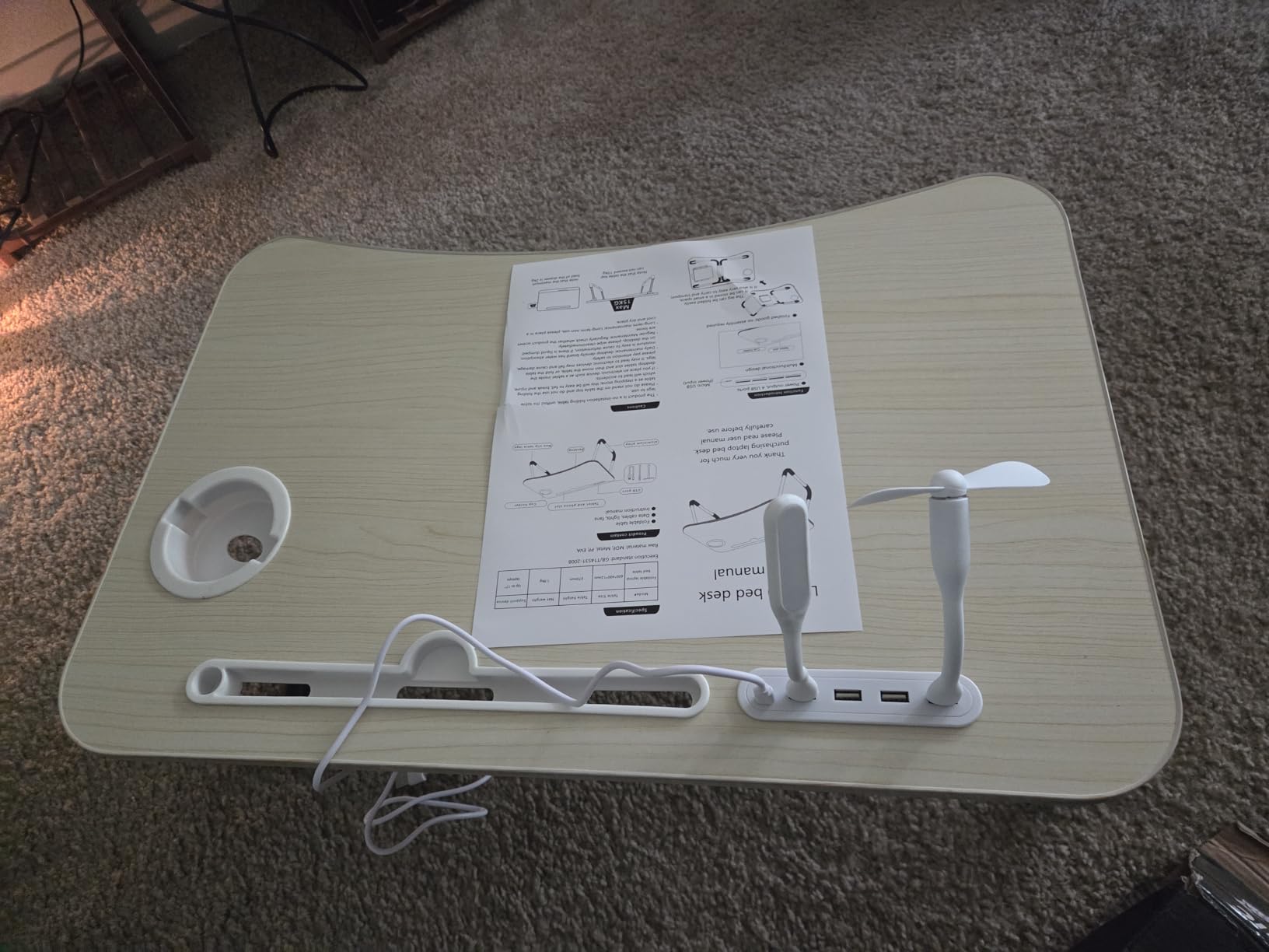 Zapuno Laptop Lap Desk, Foldable Laptop Table Tray with 4 USB Ports Storage Drawer and Cup Holder, Lap Bed Desk Notebook Stand Laptray Portable Standing Table for Bed Couch Floor customer photo 1