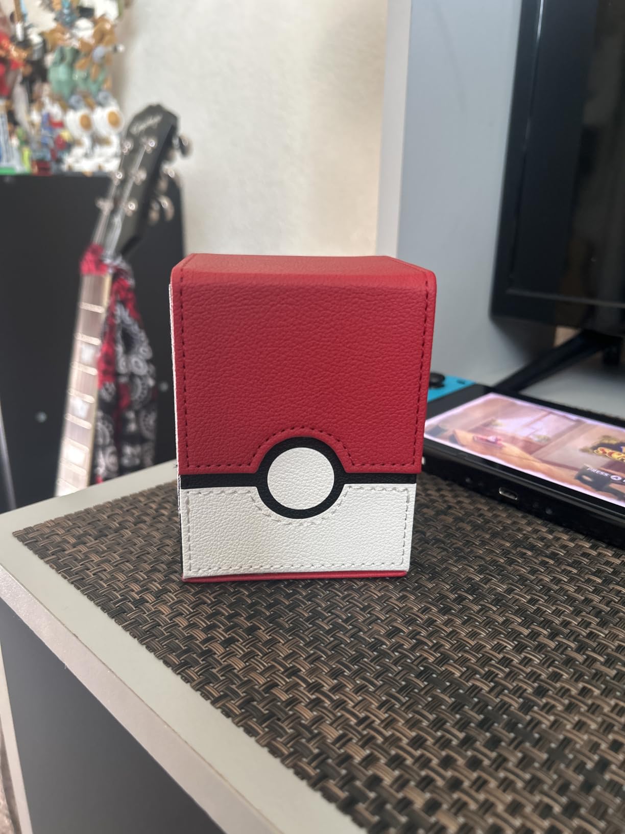 tombert 150+ Premium Deck Box Case for PTCG, MTG, Large Capacity with 2 Dividers, Fits 100+ Sleeved Cards TCG Trading Card Games(Vertical - Red & White) customer photo 2