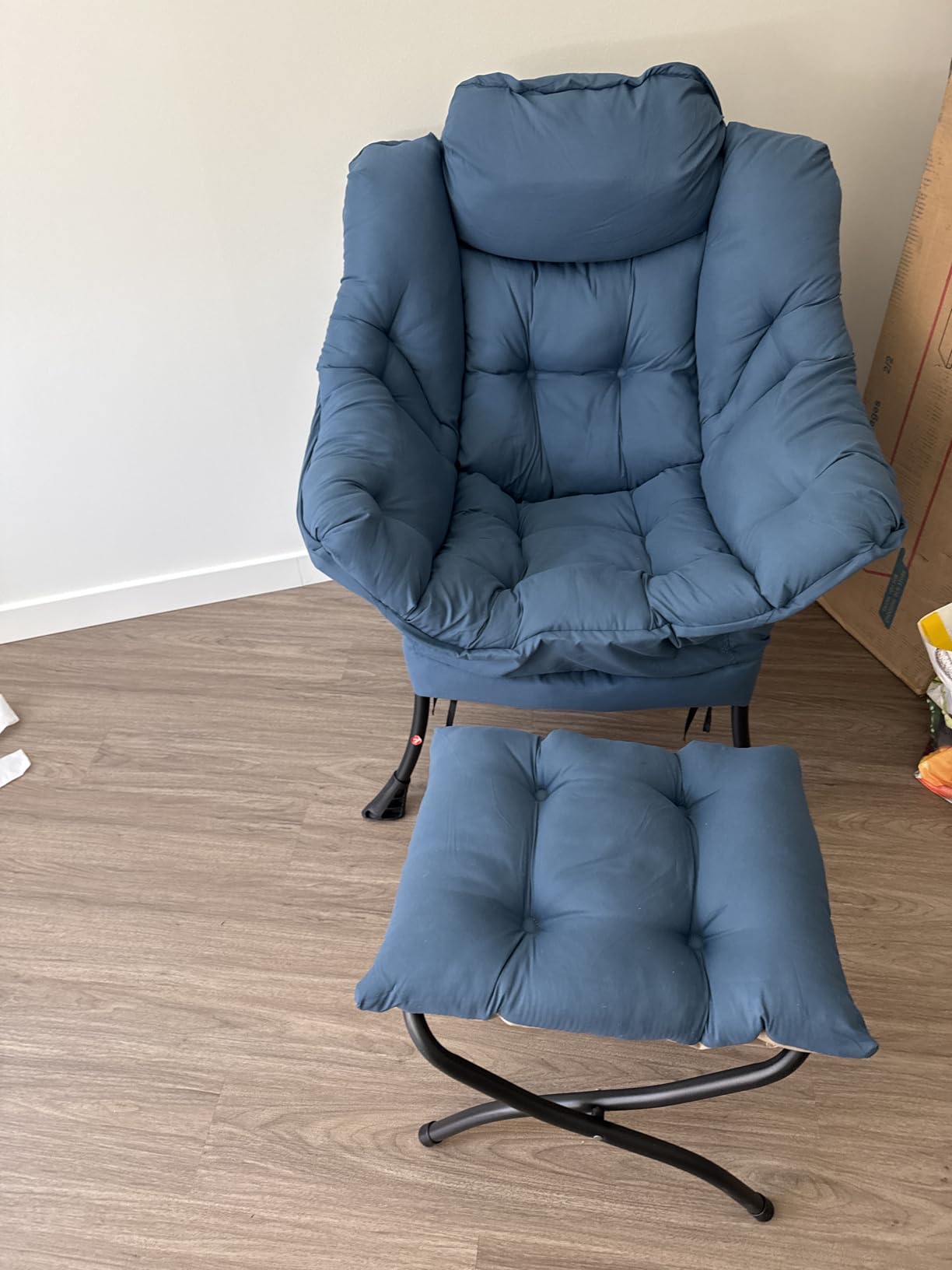 Tiita Modern Large Accent Chair with Ottoman, Comfy Leisure Sofa Armchair with Footrest, Reading Chair for Bedroom, Living Room, Dorm Rooms, Garden Dark Grey customer photo 2