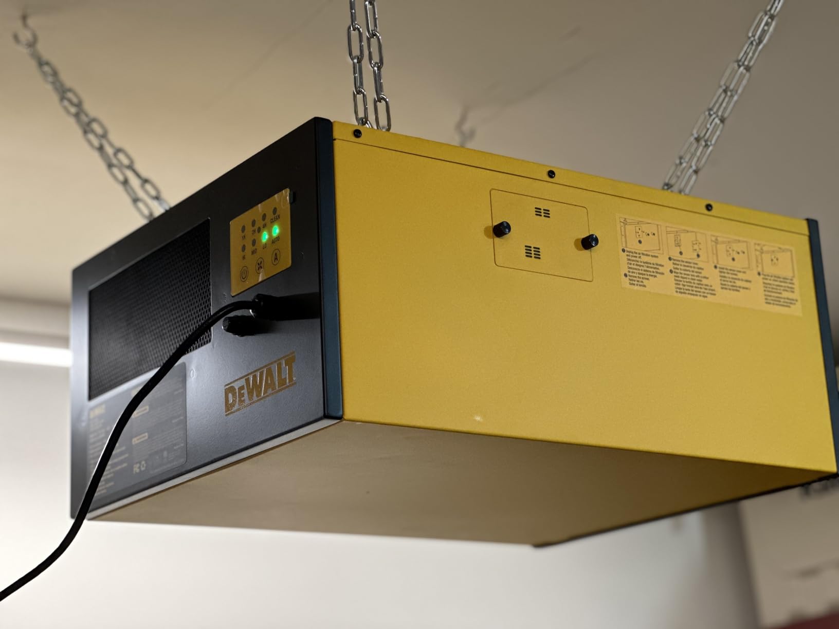 DEWALT Air Filtration System Dust Collector for Woodworking DWXAF101, 3-Speed Hanging Ceiling Dust Collection Systems Remote Control 4 Modes 8H Time Setting 2 Stage Filtration for Garage/Workshop customer photo 2