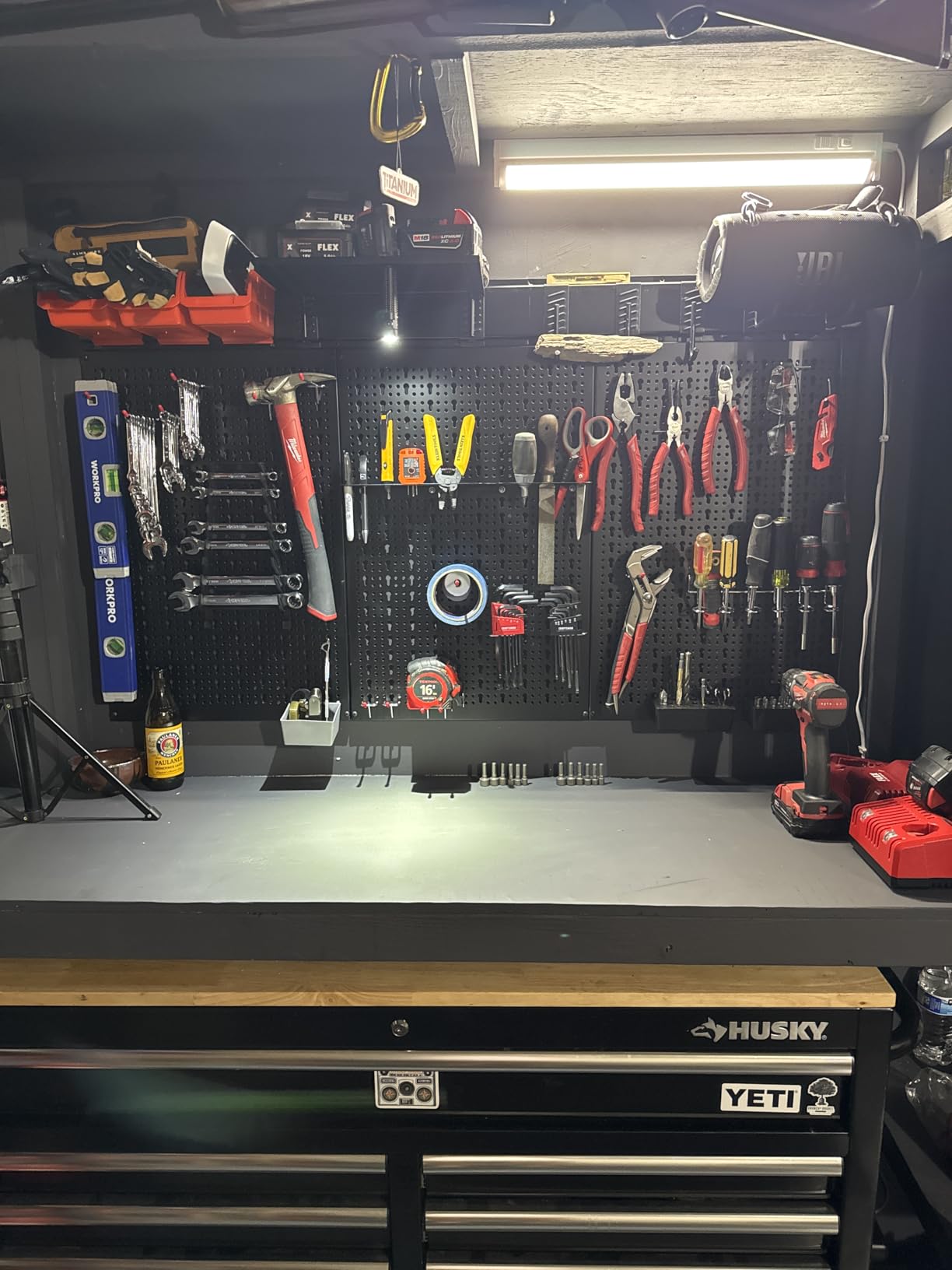 TORACK Metal Pegboard Wall Organizer System 24x48 in, 109 PCS Pegboard Kit | with Accessories, Tool Organizer Peg Board Kit with Bins, Hooks, Tool Storage Boards for Workbench, Black customer photo 1