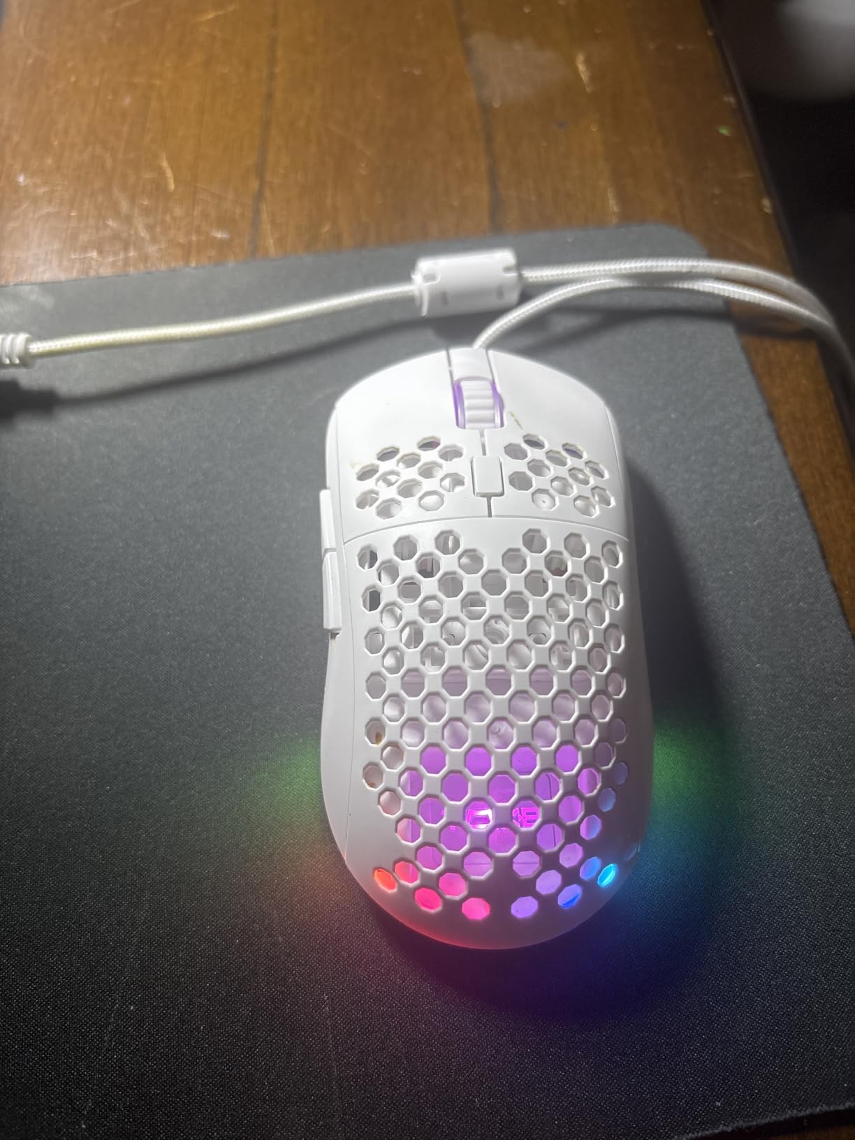 TMKB Falcon M1SE White Gaming Mouse, Wired, Lightweight Honeycomb, 12800DPI | High-Precision Optical Sensor, 6 Programmable Buttons, Customizable 16.8M RGB, Ergonomic, Drag-Free Paracord, PTFE Skates customer photo 2