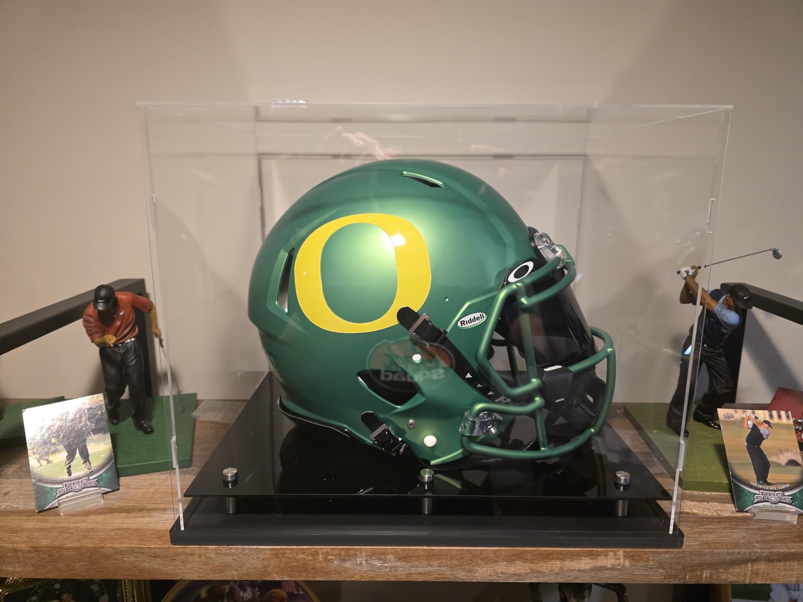 Football Helmet Display Case Full Size, Clear Acrylic Case with Black Base | Full size helmet display case for football, baseball or motorcycle helmets, clear acrylic, black base, self-assembly design customer photo 2