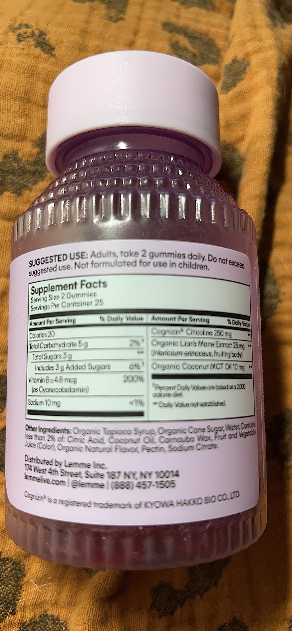 Lemme Focus Concentration & Brain Health Gummies (50 Gummies) | Cognizin Citicoline, Lion's Mane Mushroom, Vitamin B12 to Support Focus + Concentration - Gluten Free, Caffeine Free customer photo 2