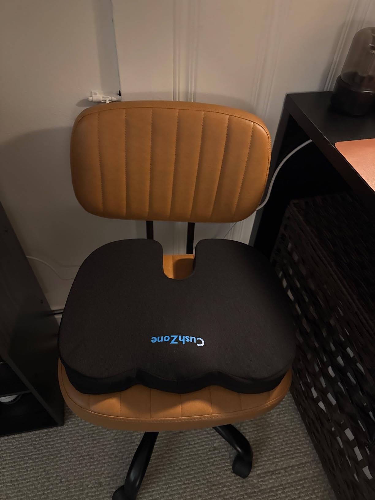 CushZone Seat Cushion Memory Foam Chair Pad for Office & Car, Black | Office Seat Cushion, Sciatica, Tailbone Back Pain Relief, Orthopedic Coccyx Pillow for Car, Pregnancy & Long Sitting at Work customer photo 1