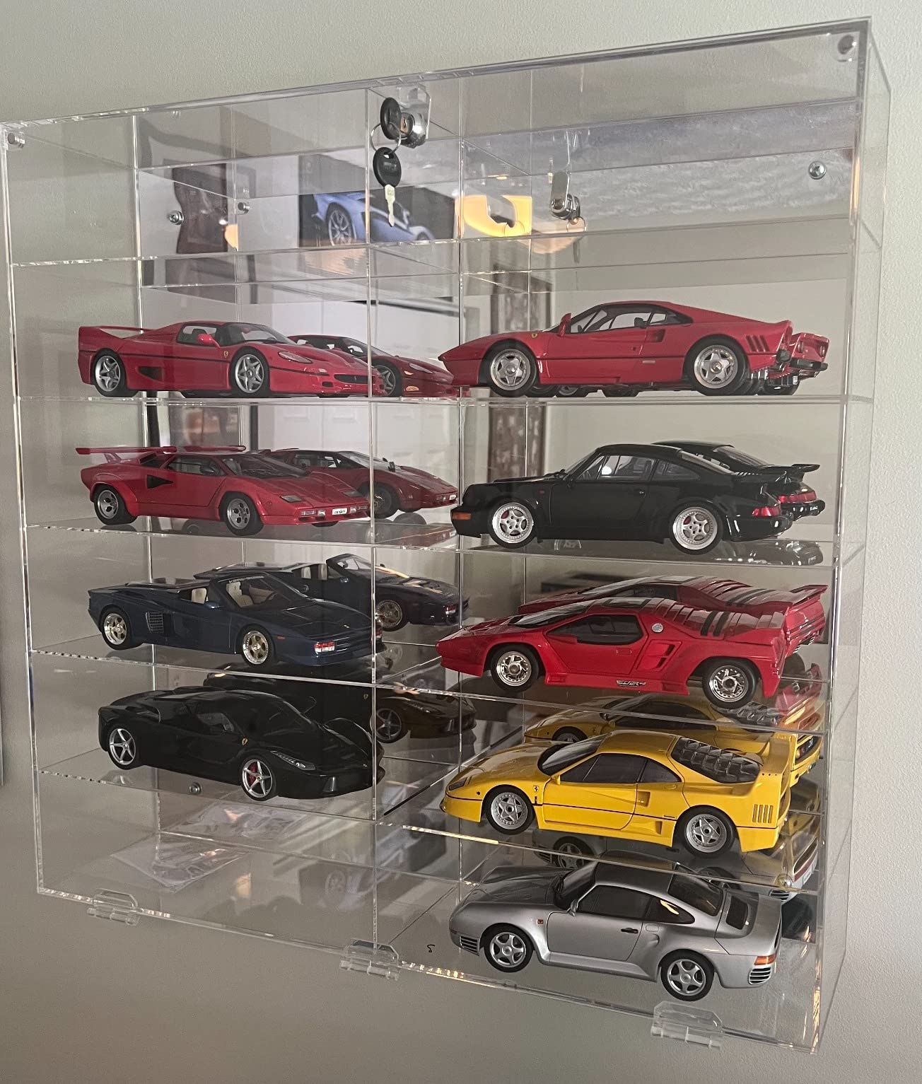 Display Case for 1:24 - 1:18 Scale Diecast Toy Model Cars Hot Small Toy Car Wheels Storage Showcase, 98% UV Protection, 4mm Thick Acrylic (Black-1:24 Scale-Holds 16) customer photo 2