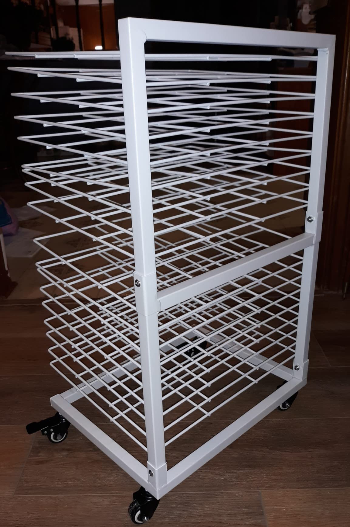 OFFICEROO Art Drying Rack for Classroom & Preschool - 18-Shelf Mobile Paint Drying Rack, Canvas & Paper Drying Rack for Art Storage (White) customer photo 2
