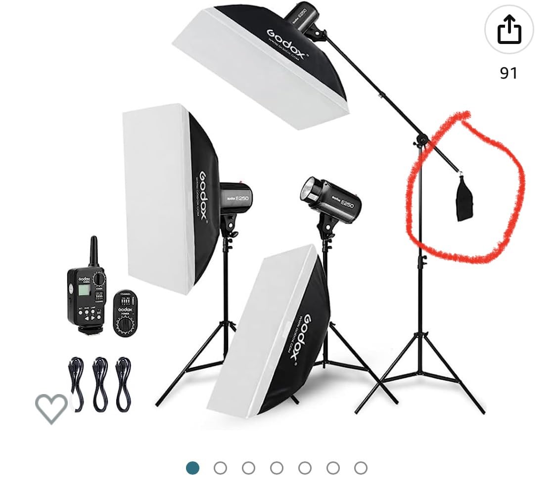 750W Professional Studio Strobe Flash Light Kit, 3-Light Godox Strobe Lighting Kit for Photography, 3x250W 5600K Monolights with Strobe Trigger, Softbox, Light Stands, Boom Arm customer photo 2