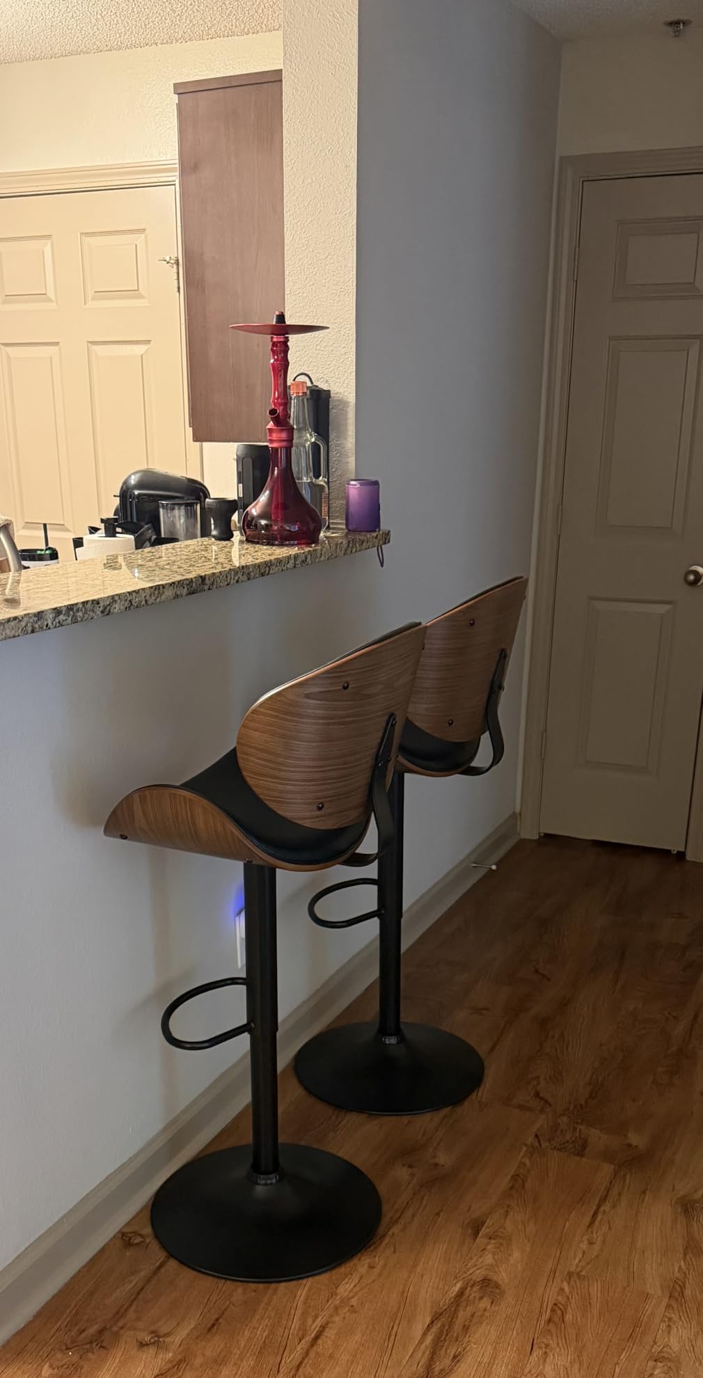 YaFiti Swivel Bar Stools Set of 2, Bar Stools for Kitchen Counter, Black | Modern PU Leather Upholstered Bar Chair with Back and Footrest, for Bar, Kitchen, Dining Room customer photo 1