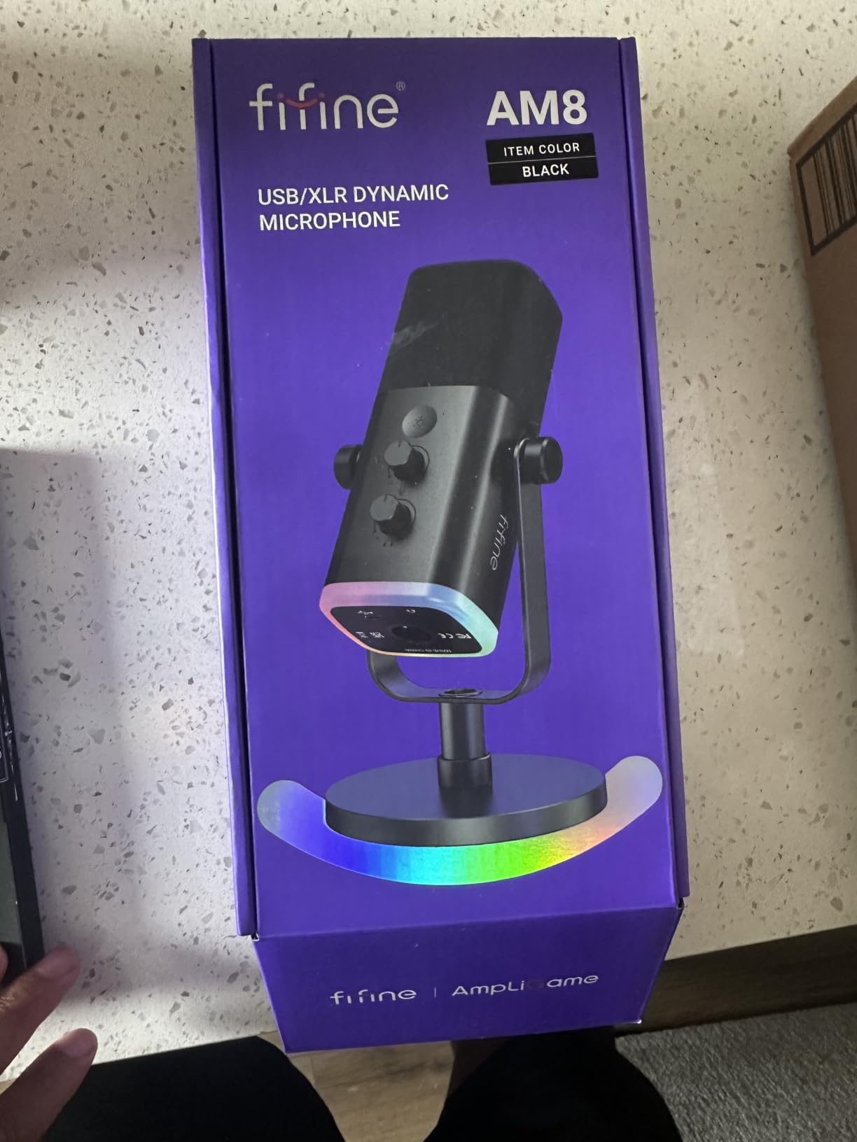 FIFINE AmpliGame AM8 USB/XLR Dynamic Microphone for Gaming Streaming | Podcast Mic with RGB Light, Mute Button, Headphones Jack, Desktop Stand, for Vocal Recording Singing YouTube customer photo 2