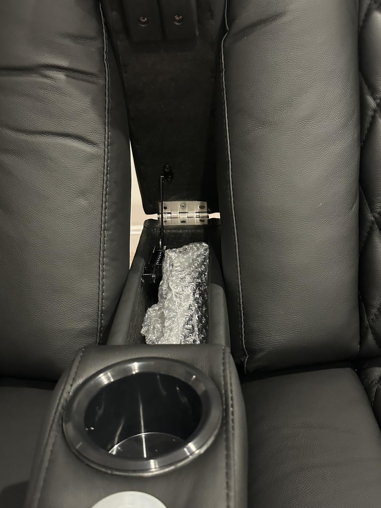 Weilianda Home Theater Seating, Top Grain Leather Movie Theater Chair | Black Row of 1, Zero Gravity, Power Headrest, Tray Table, Electric Reclining Seat for Media Room customer photo 1