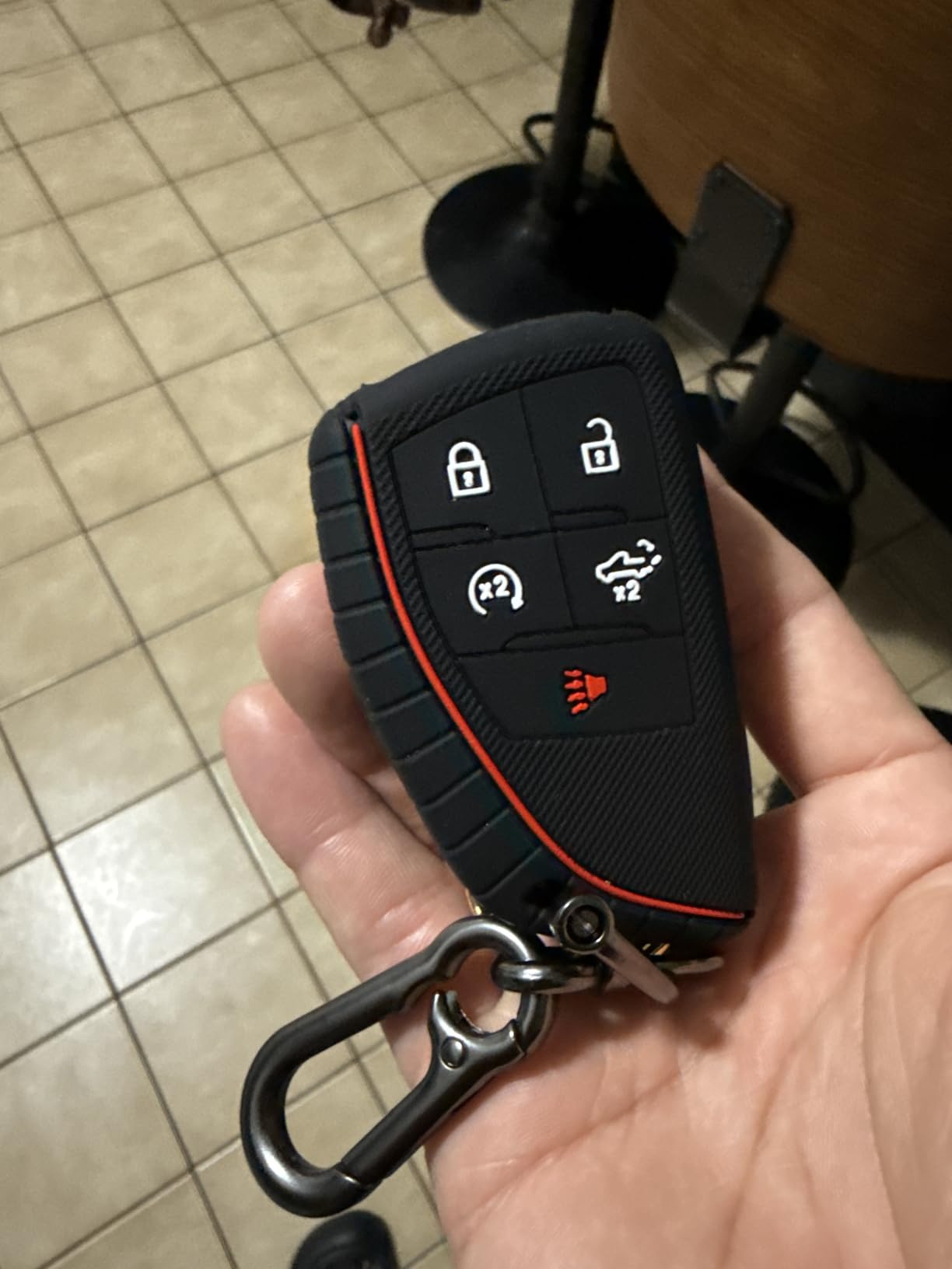 Key Fob Cover for 2026-2022 Chevy Silverado GMC Sierra 1500 2500HD 3500HD | Silicone Key Case, Full Protection, 5 Button, 2-Pack, Including Keychain And Screwdriver, Black customer photo 1