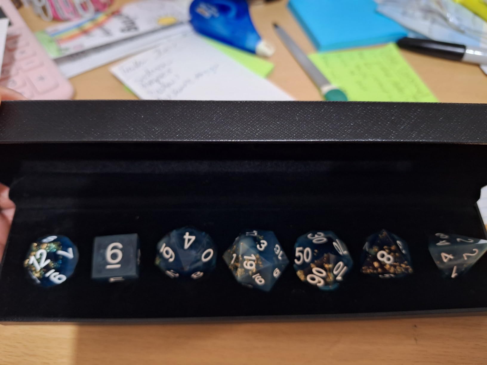 Haxtec Sharp Edge DND Dice Set, Blood Swirls Resin Polyhedral RPG Dice, Red D&D, Handmade 7-Die with Metal Case customer photo 1
