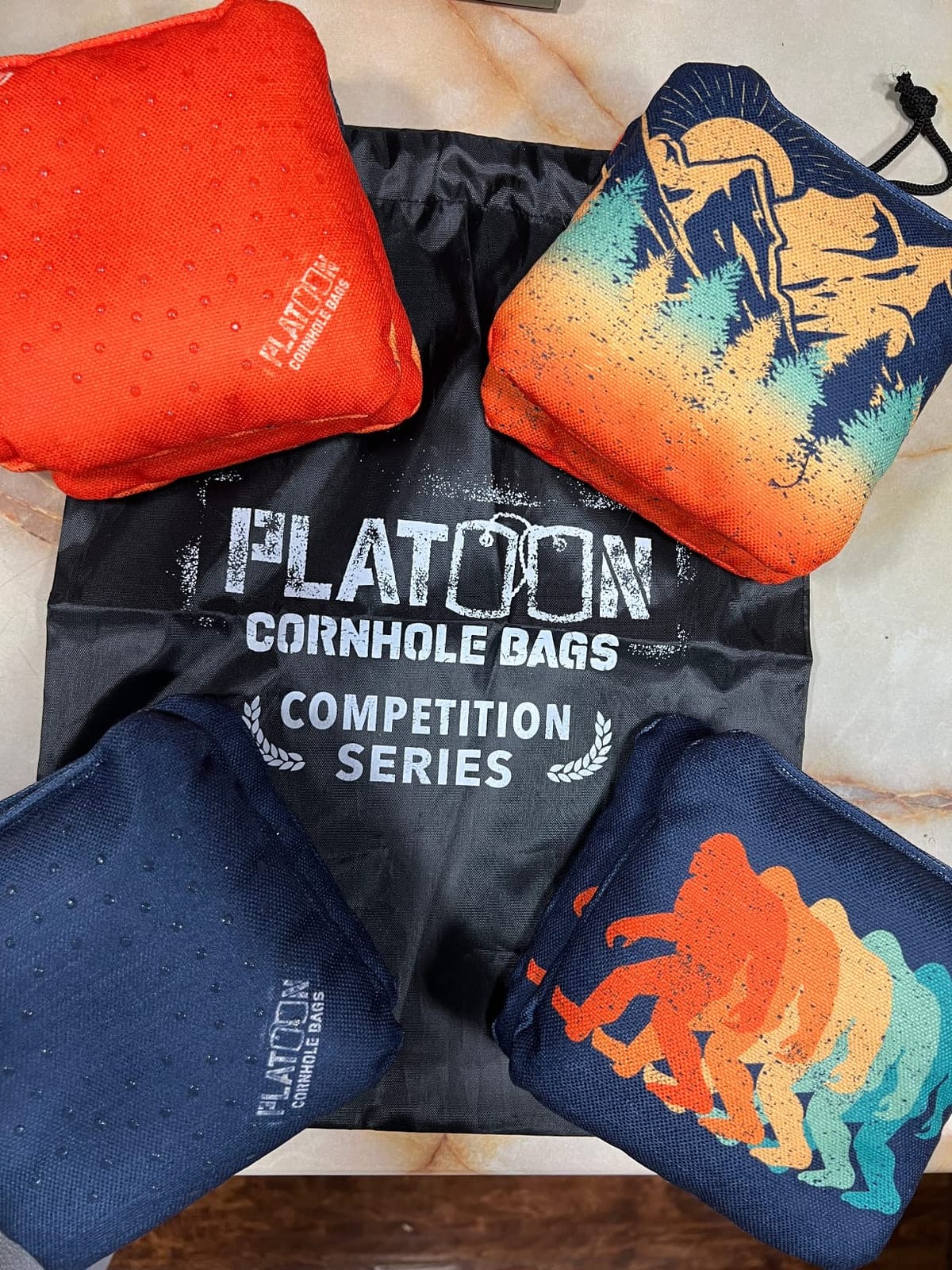 Play Platoon Competition Series Cornhole Bags Set of 8 Regulation Professional Weight Double Sided Slick and Stick with Rubber Sticky Dot Slow Side for Pro Corn Hole Bean Bag Toss Game-Designed in USA customer photo 2