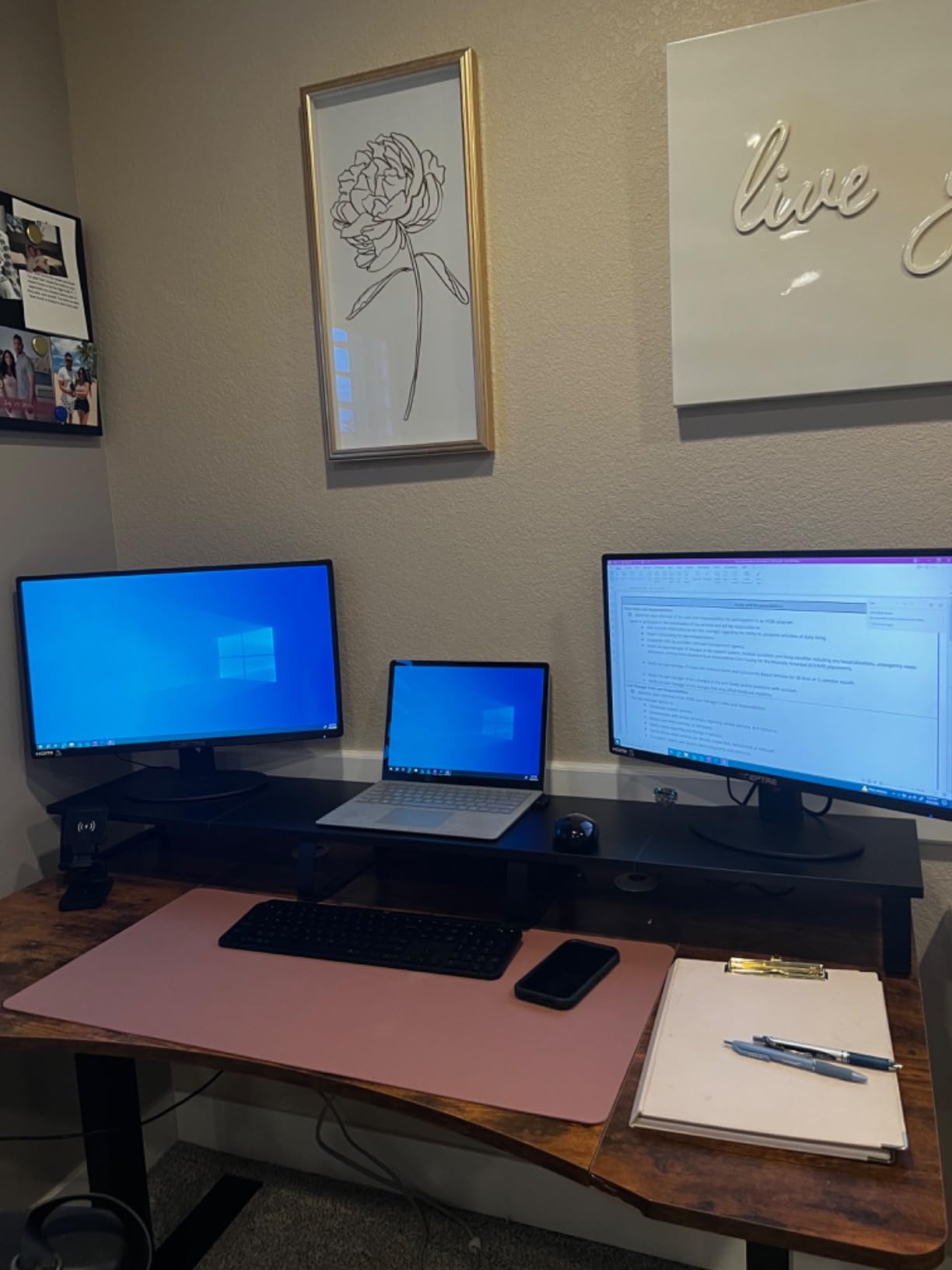 VIVO 55 inch Extra Long Monitor Stand, Wood & Steel Desktop Riser, Multi Screen, TV, Keyboard, Laptop, Ergonomic Desk and Tabletop Organizer, Black, STAND-V000D5 customer photo 1
