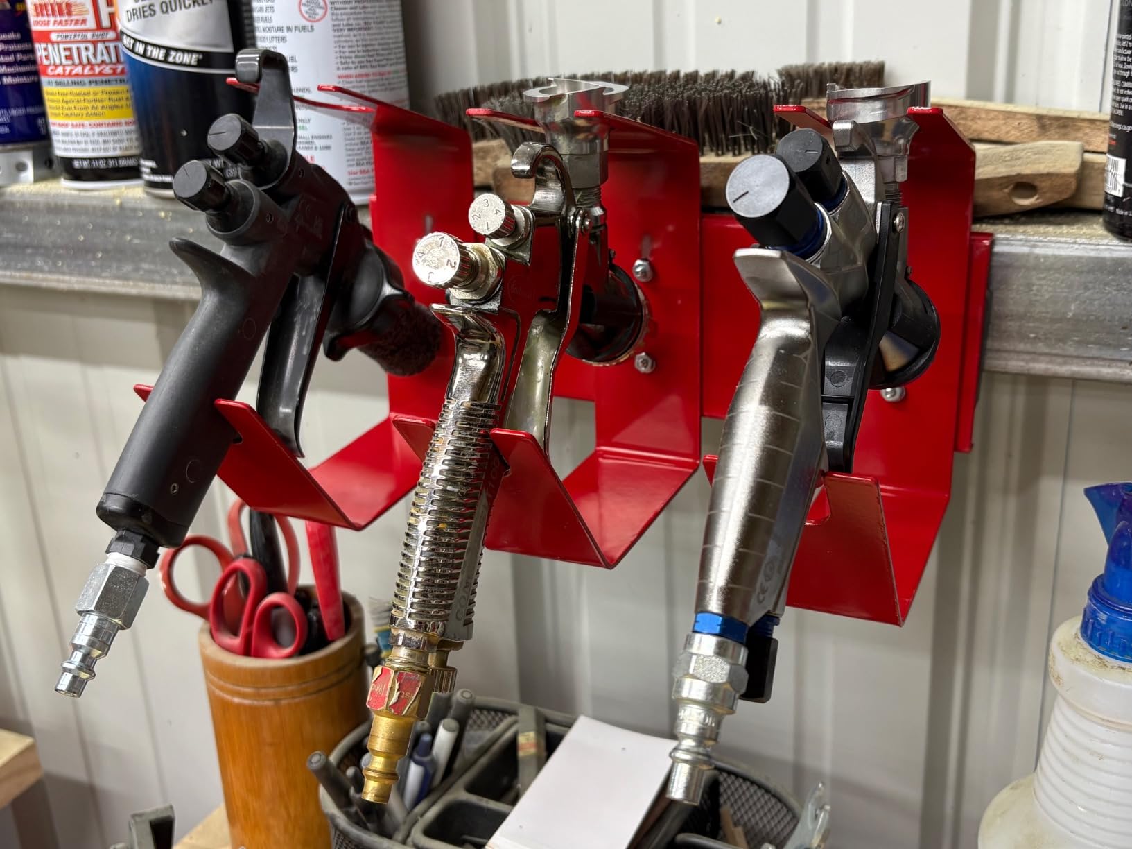 ABN 3 Hook Gravity Spray Gun Holder Triple Paint Gun Rack - 12in Magnetic Auto Paint Gun Holder for Gravity Feed Sprayer customer photo 1