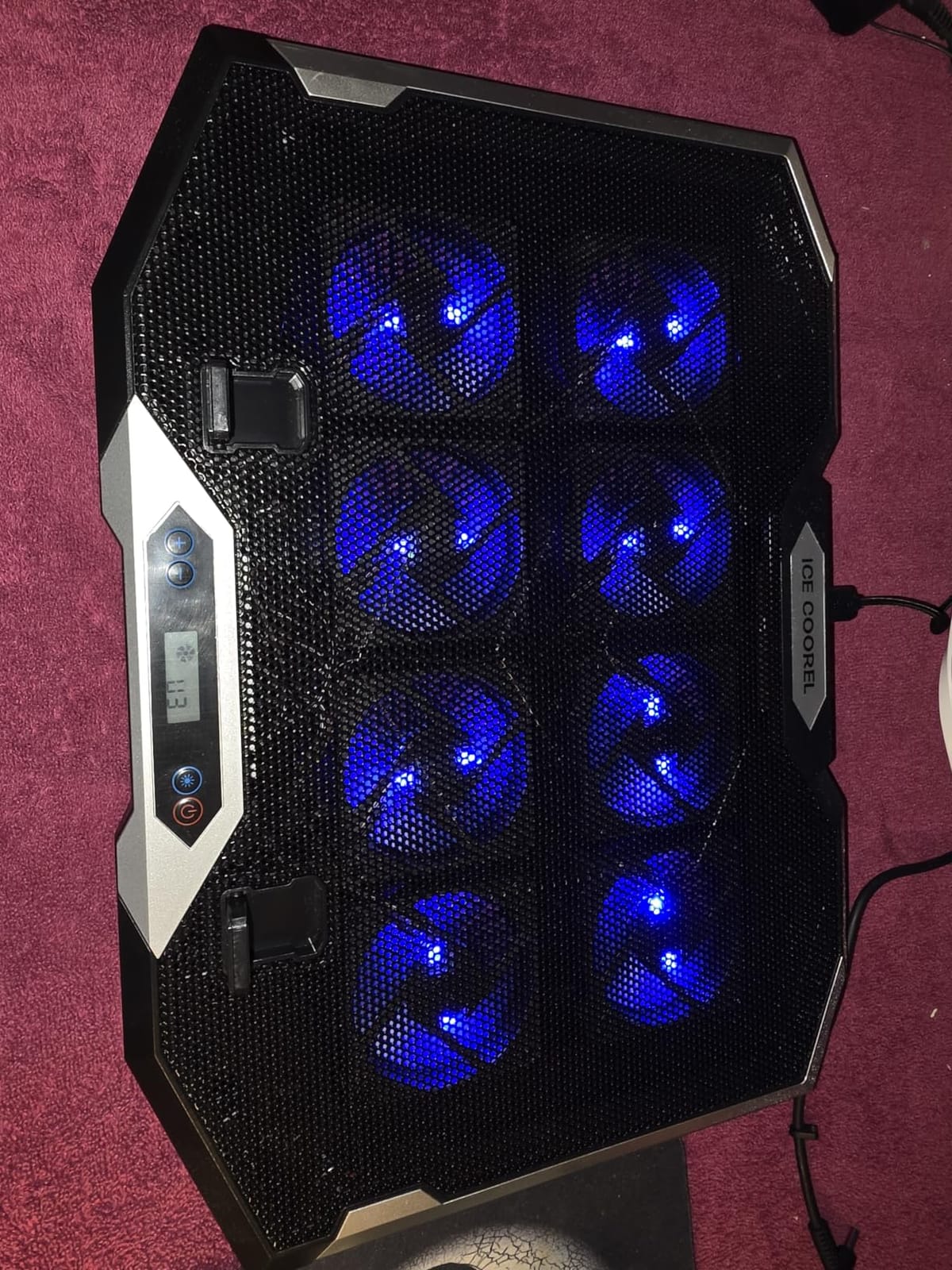 ICE COOREL Gaming Laptop Cooling Pad with 8 Cooling Fans, Laptop Fan Cooler Pad for 15-17.3 Inch, Notebook Cooler Stand with 6 Height Adjustable, RGB Cooling Pad with Two USB Port + Phone Stand customer photo 1