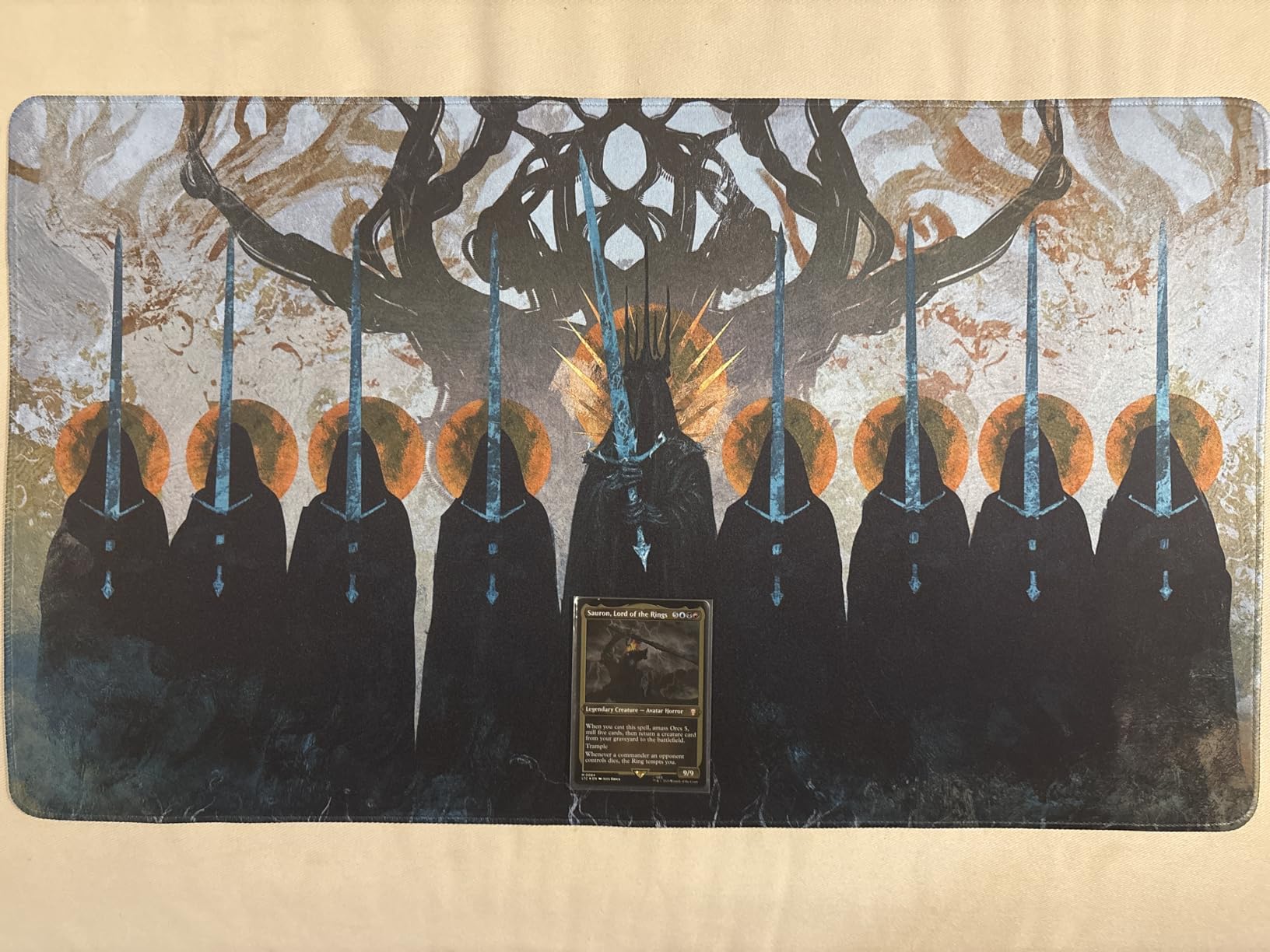 The Nine - 24x14 Stitched MTG Playmat | Art by Anato Finnstark. Non-Slip Rubber Base. Compatible with Magic The Gathering TCG. Durable Tabletop Desk Protection. customer photo 2